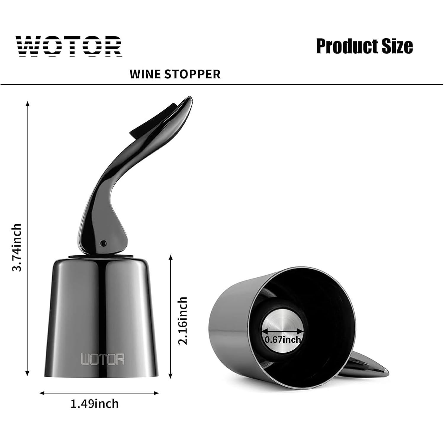 Tapones de Vino Reutilizables Acero Inoxidable y Silicona - 2 Unidades