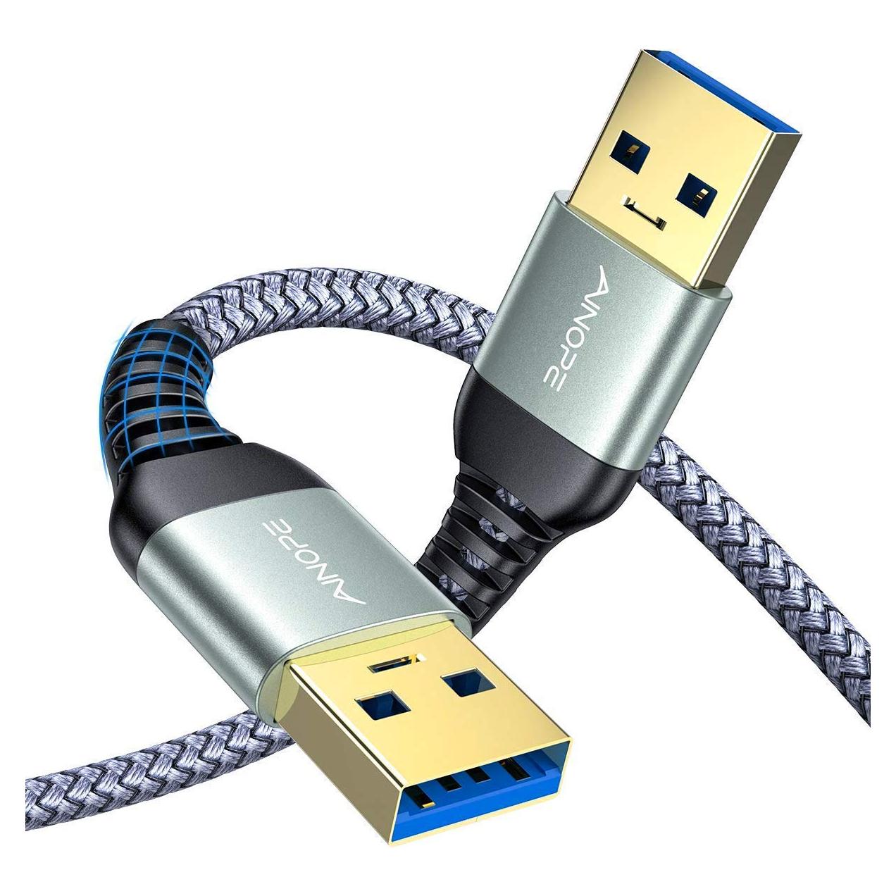 Cable USB 3.0 AINOPE Macho a Macho 0.46m Gris - 2 Paquete