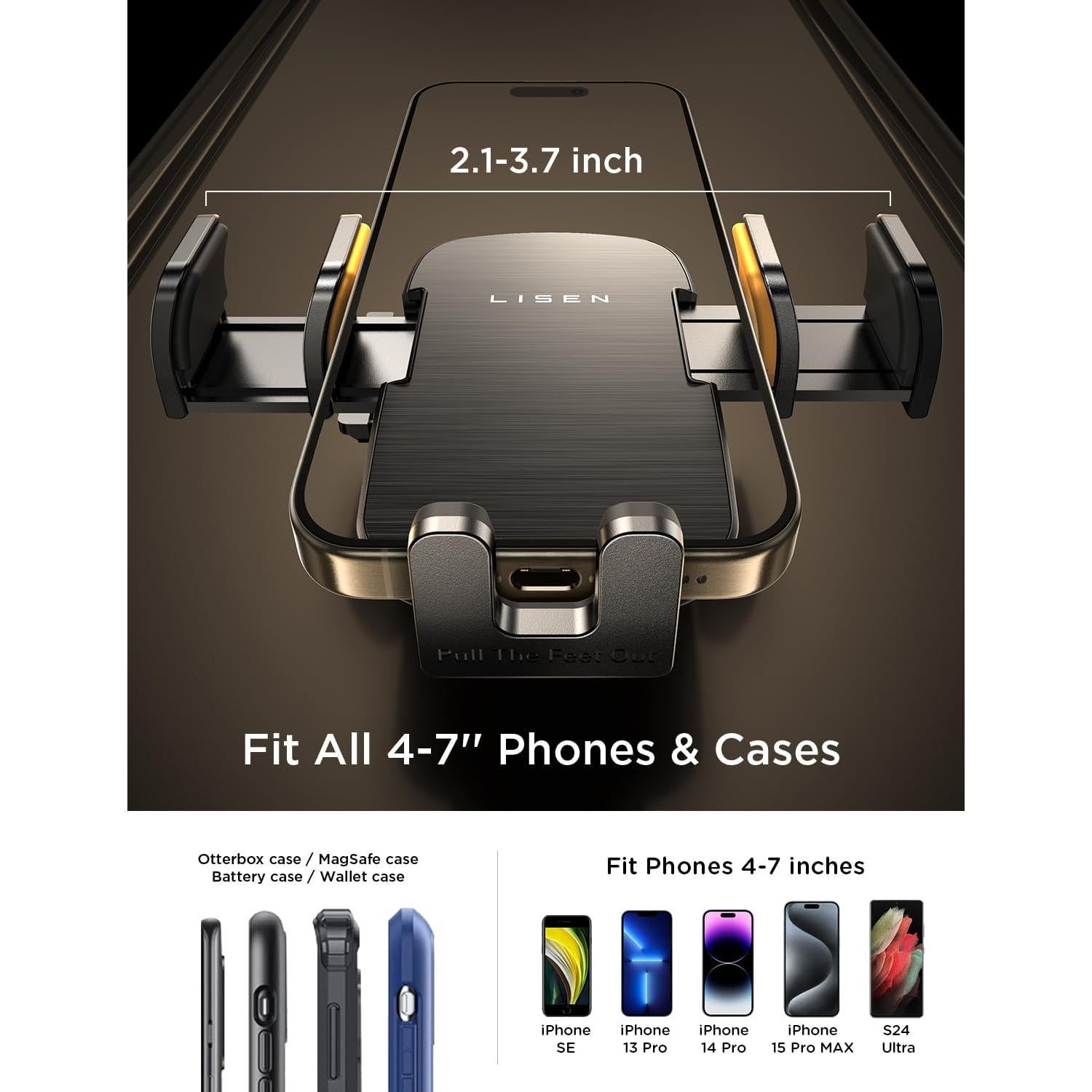 Soporte para Teléfono CD LISEN Ajustable para Coche - Negro