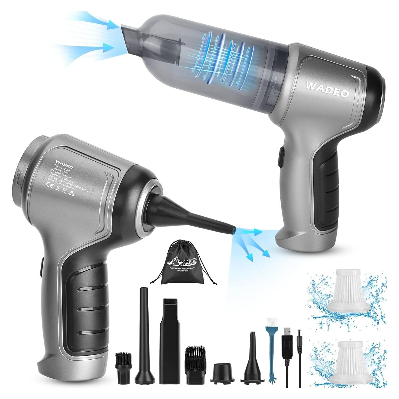 Aspiradora de Mano WADEO Inalámbrica 9000PA 4-en-1 Plata