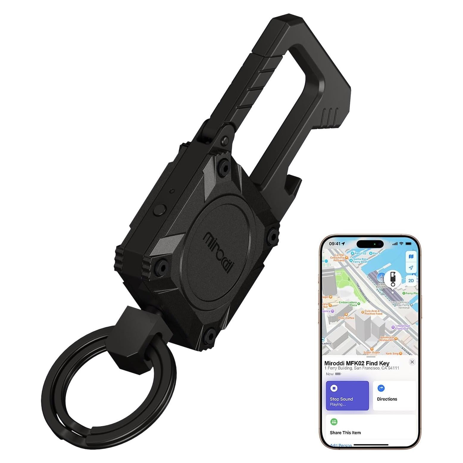 Llavero Inteligente Miroddi con Rastreador Apple Find My Negro