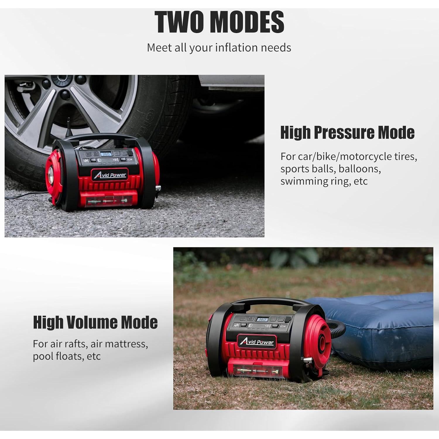 Compresor de Aire Portátil AVID POWER 12V/110V, Inflador Rápido