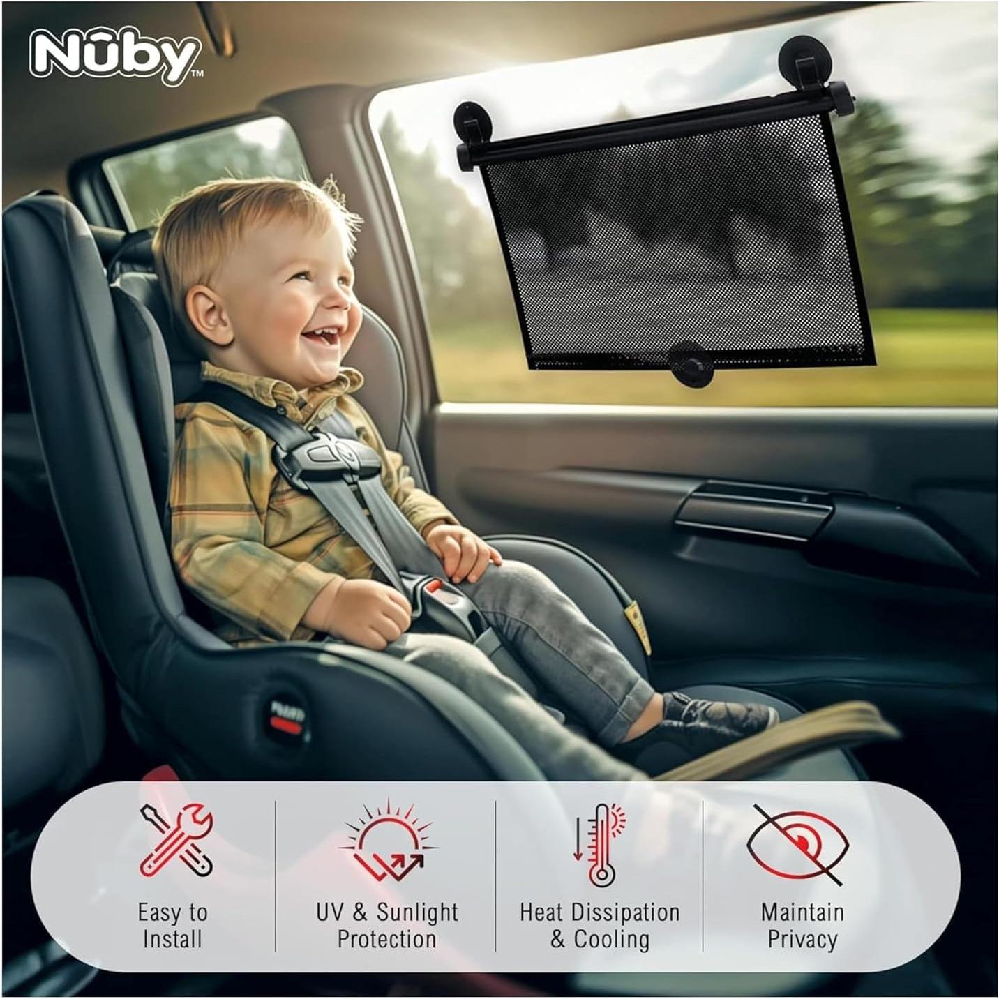 Nuby Protector Solar Ventana Lateral Vehículo 2 Pzas Negro
