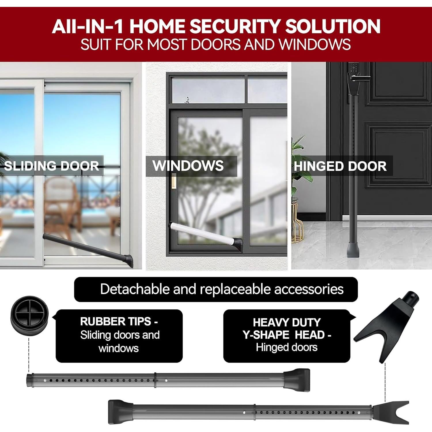 Barra de Seguridad para Puerta AceMining Ajustable 53-117 cm Gris