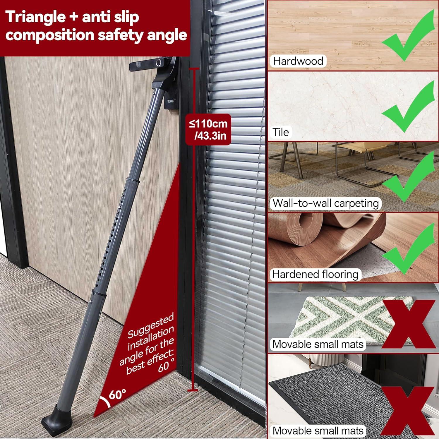 Barra de Seguridad para Puerta AceMining Ajustable 53-117 cm Gris