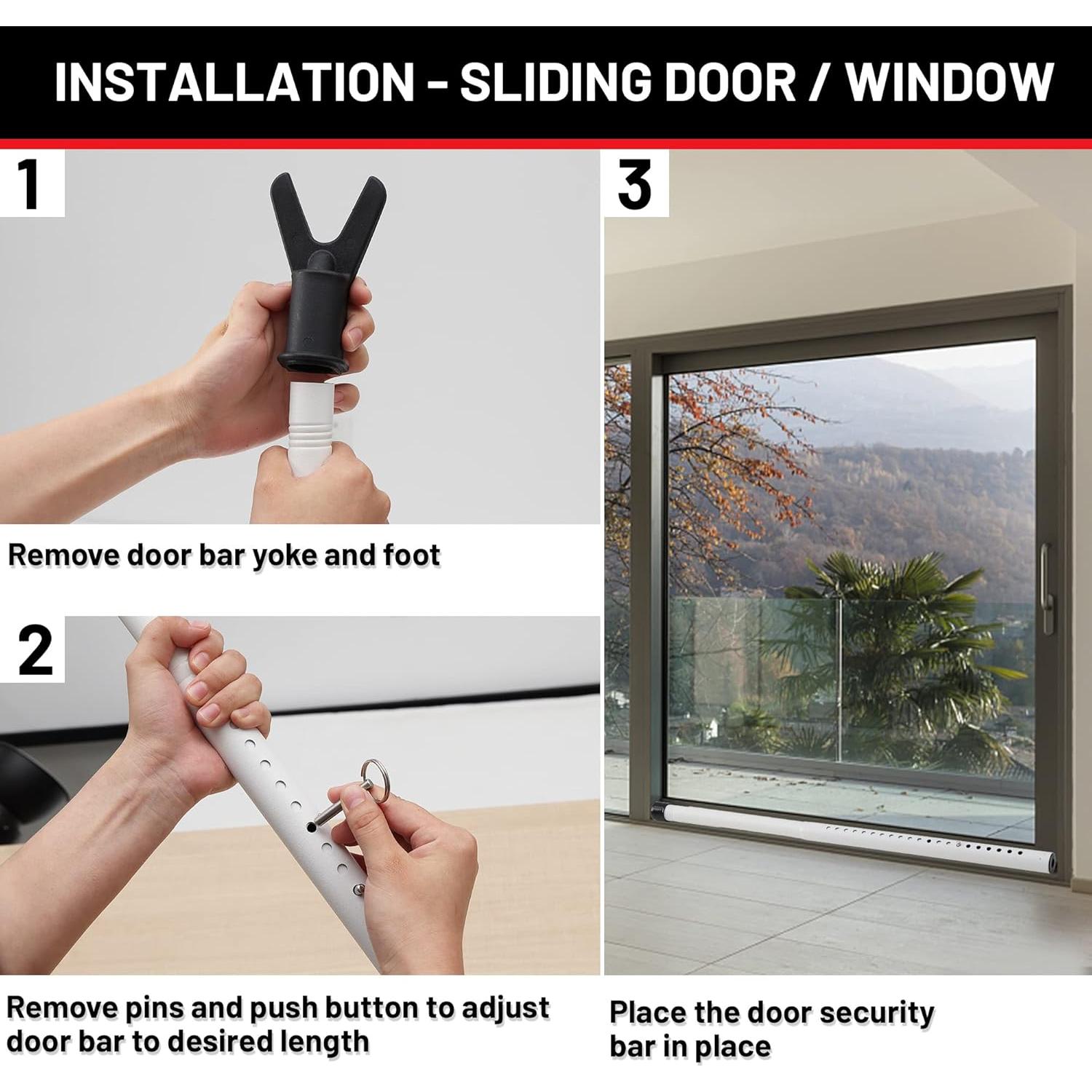 Barra de Seguridad Ajustable Keplrend para Puertas 73.7-114.3 cm