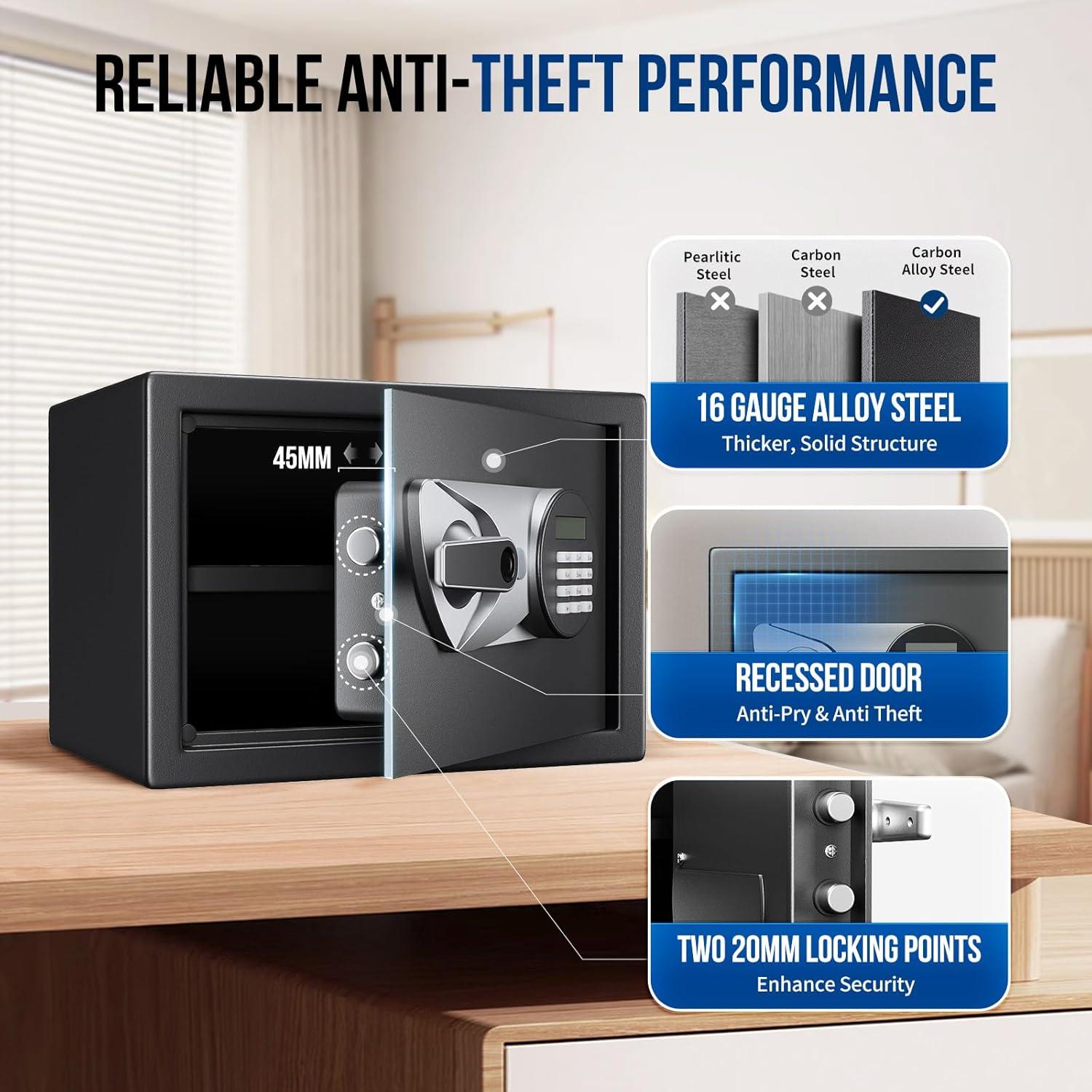 Caja Fuerte Biométrica BlackSmith 1.0 Pies Cúbicos Negra