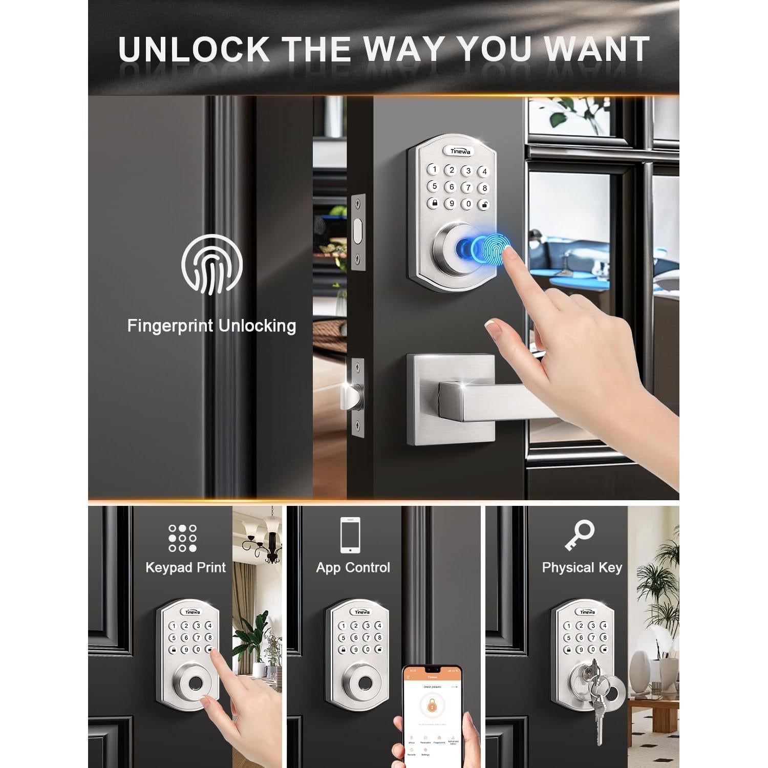 Cerradura de puerta Tinewa sin llave con manijas redondas