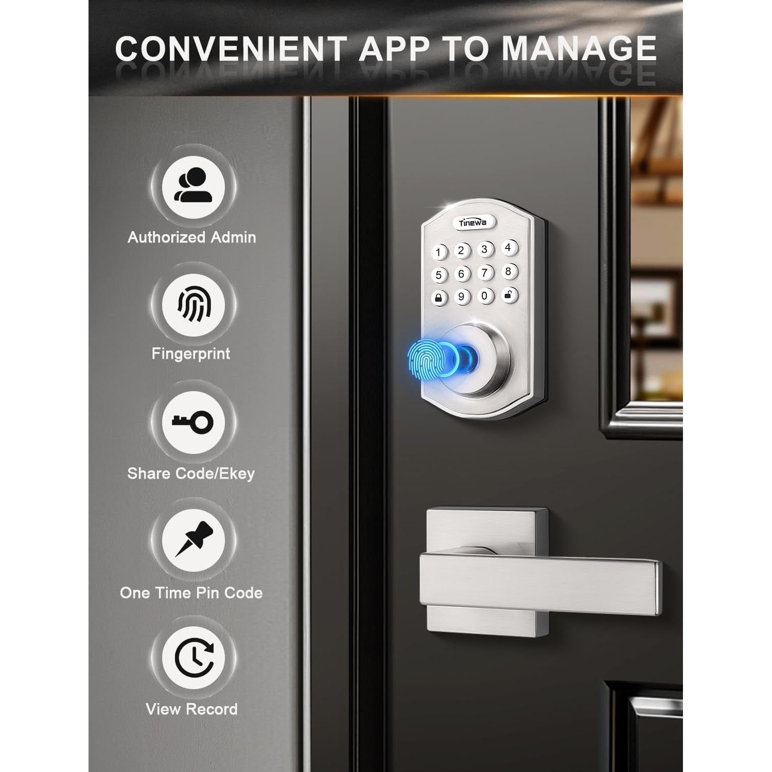 Cerradura de puerta Tinewa sin llave con manijas redondas