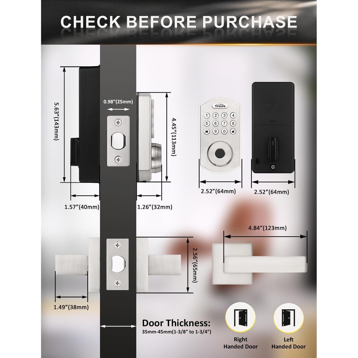 Cerradura de puerta Tinewa sin llave con manijas redondas