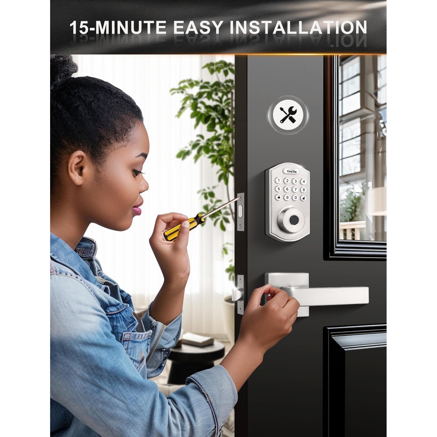 Cerradura de puerta Tinewa sin llave con manijas redondas