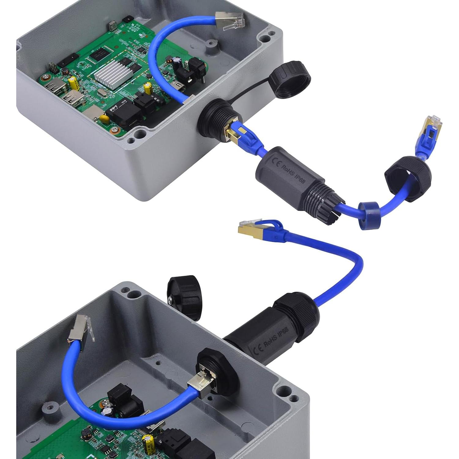 Conector RJ45 CAT6A a Prueba de Agua ANMBEST 2PCS IP68