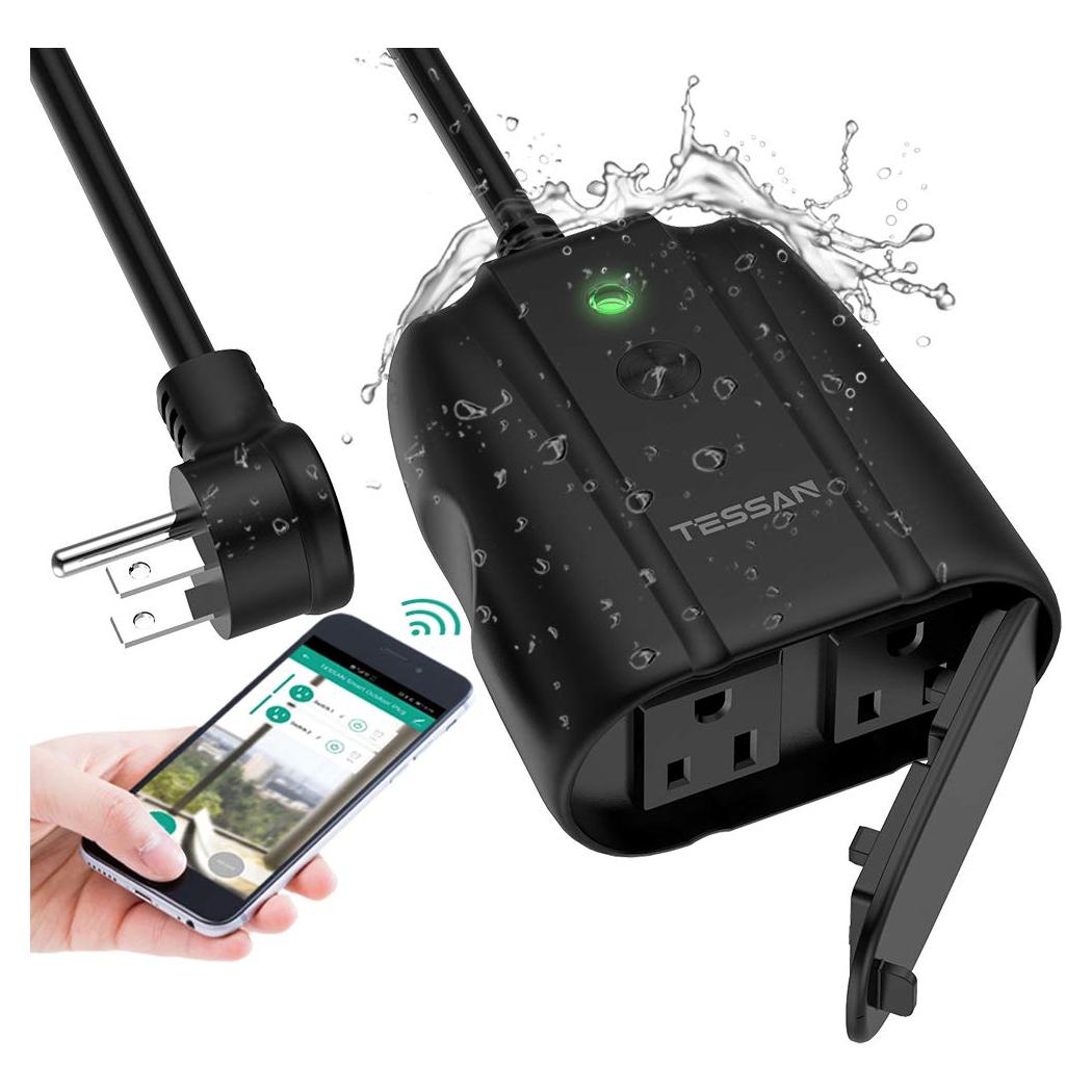 Enchufe Inteligente TESSAN para Exteriores 2 Tomas IP44