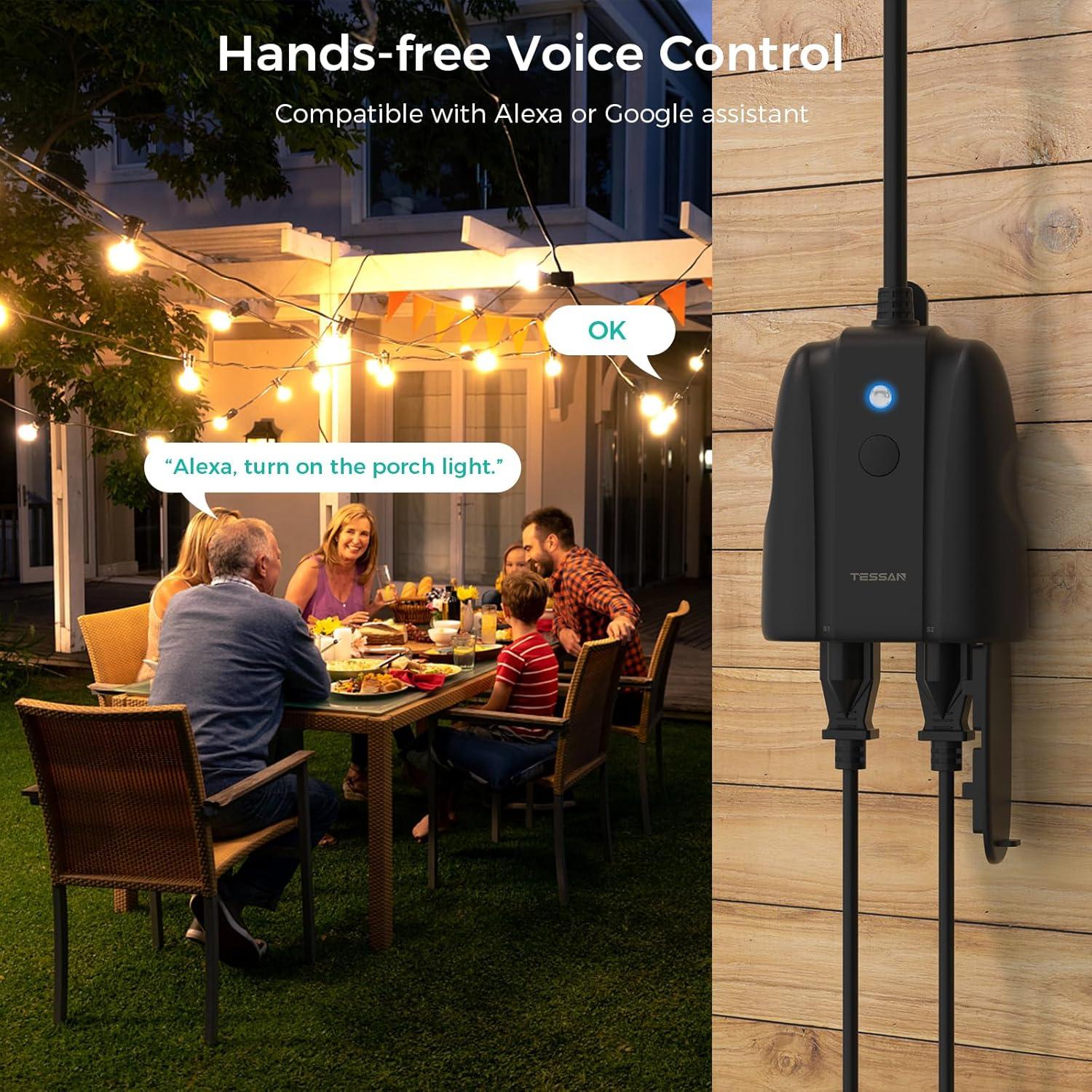 Enchufe Inteligente TESSAN para Exteriores 2 Tomas IP44