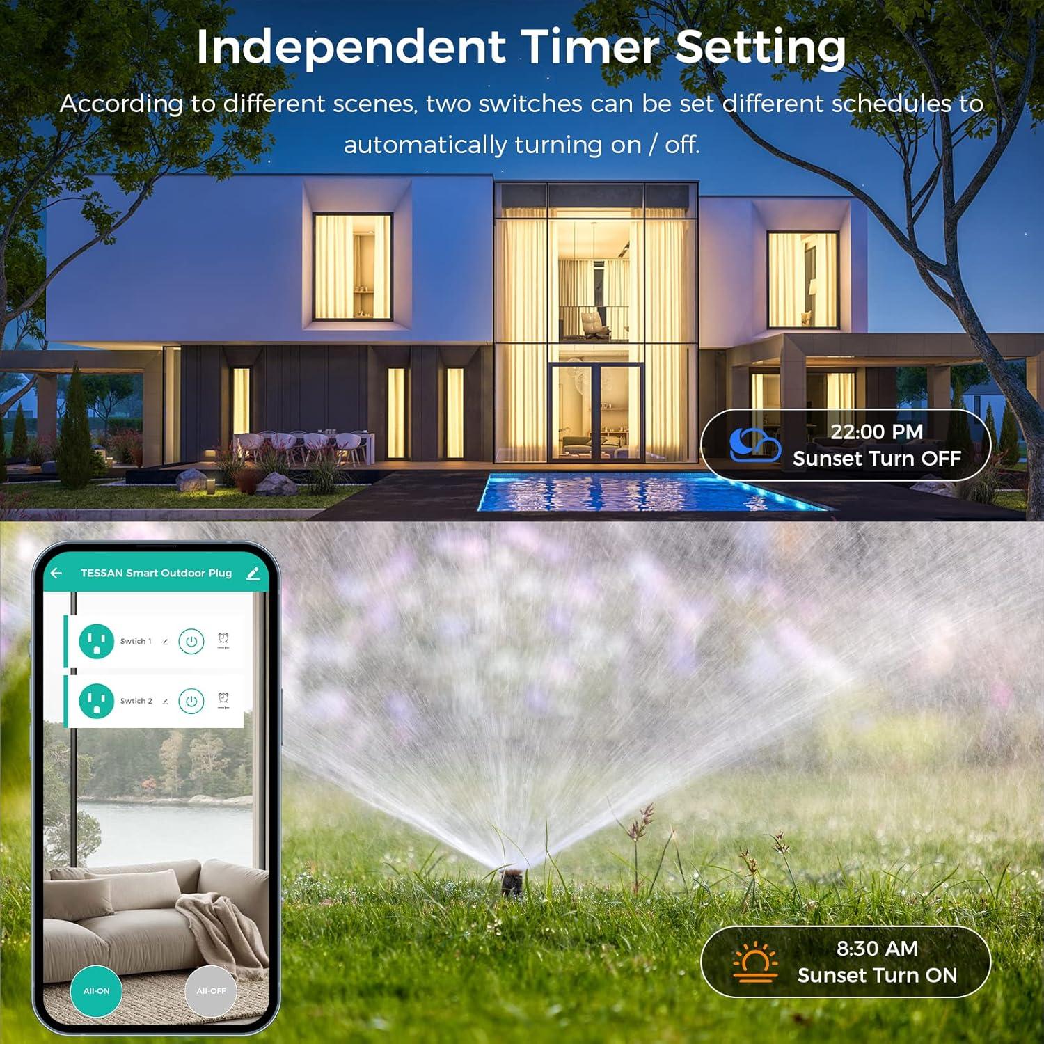 Enchufe Inteligente TESSAN para Exteriores 2 Tomas IP44