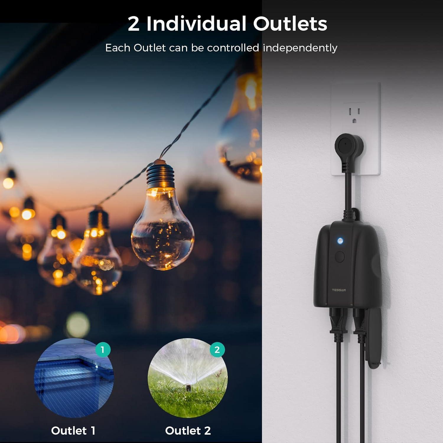 Enchufe Inteligente TESSAN para Exteriores 2 Tomas IP44