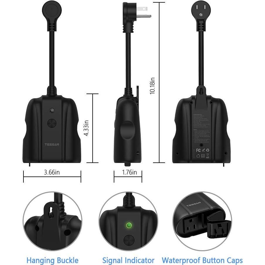 Enchufe Inteligente TESSAN para Exteriores 2 Tomas IP44