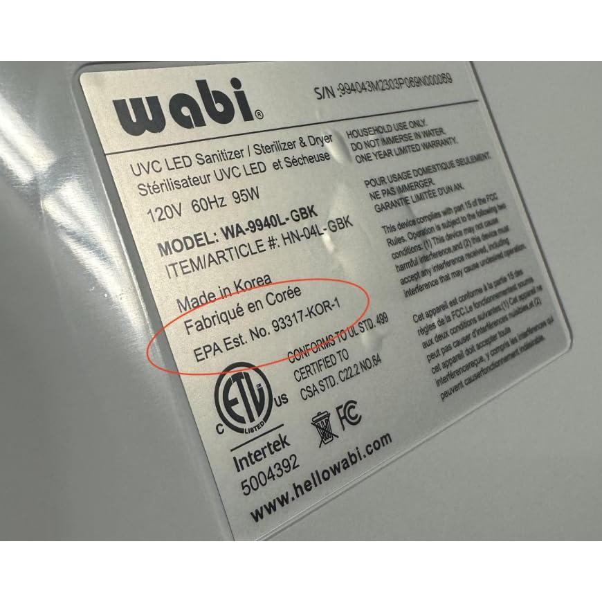 Sanitizador y Secador UVC LED Wabi WA-9940L-GBK Gris