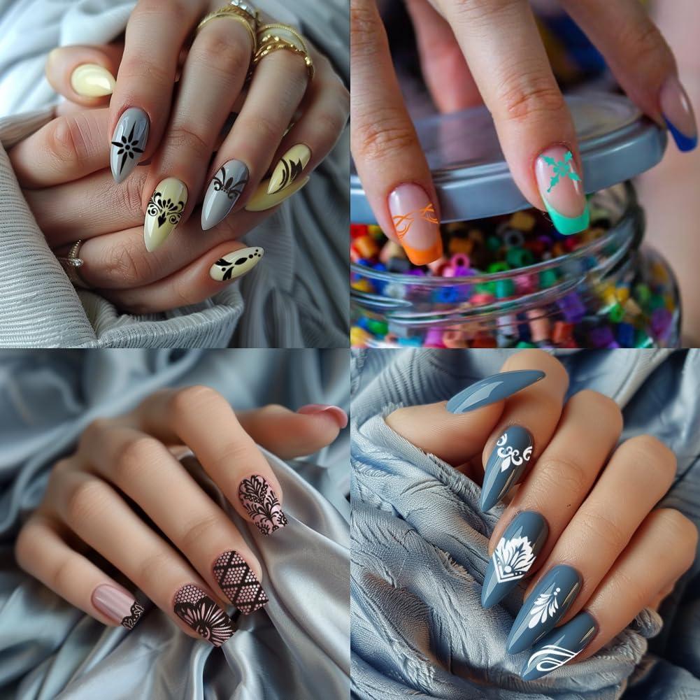 Plantillas de Estampado de Uñas Beinkmake 3 Pcs Encaje Barroco