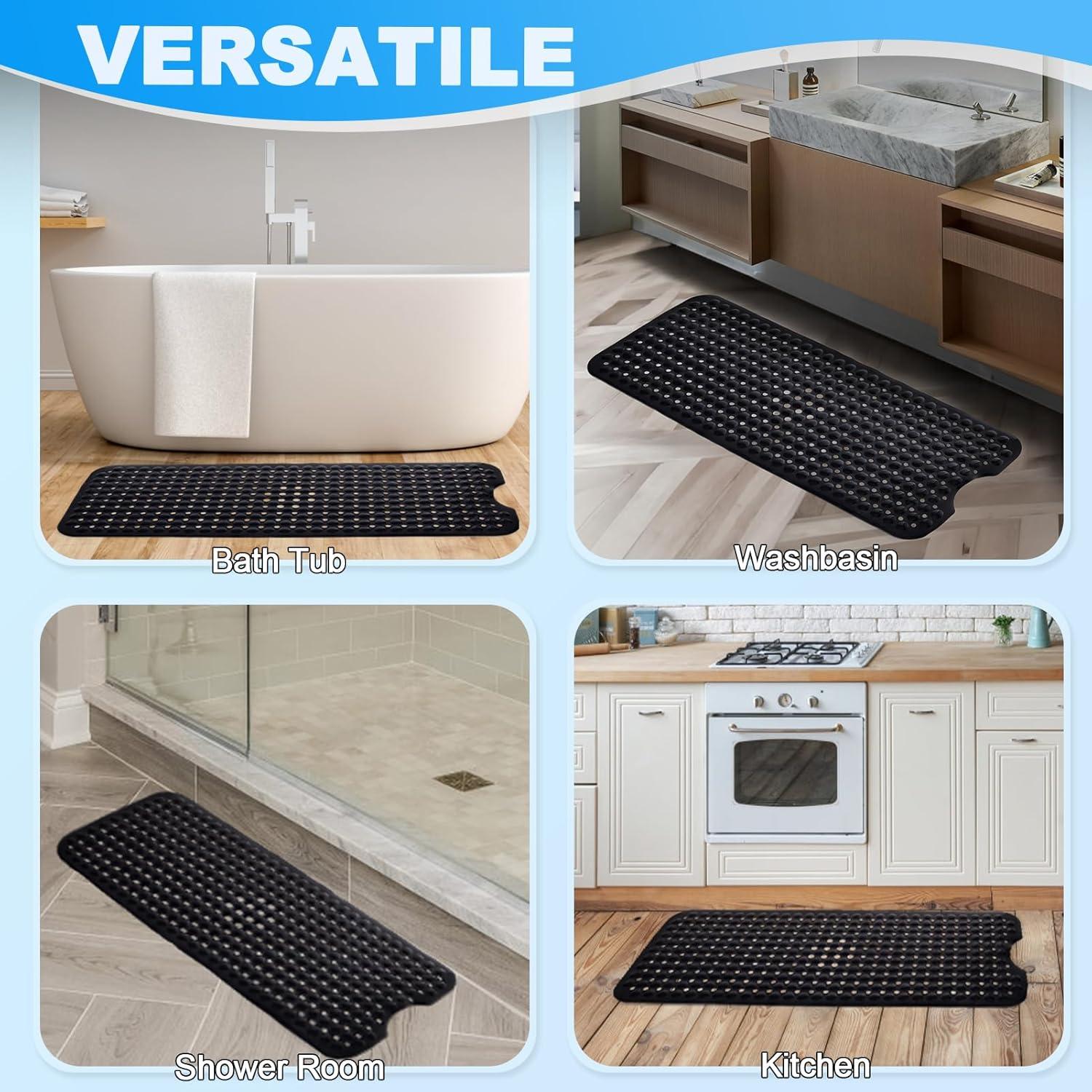 Alfombrilla de Baño Antideslizante Linoows 101.6x40.6 cm Negra