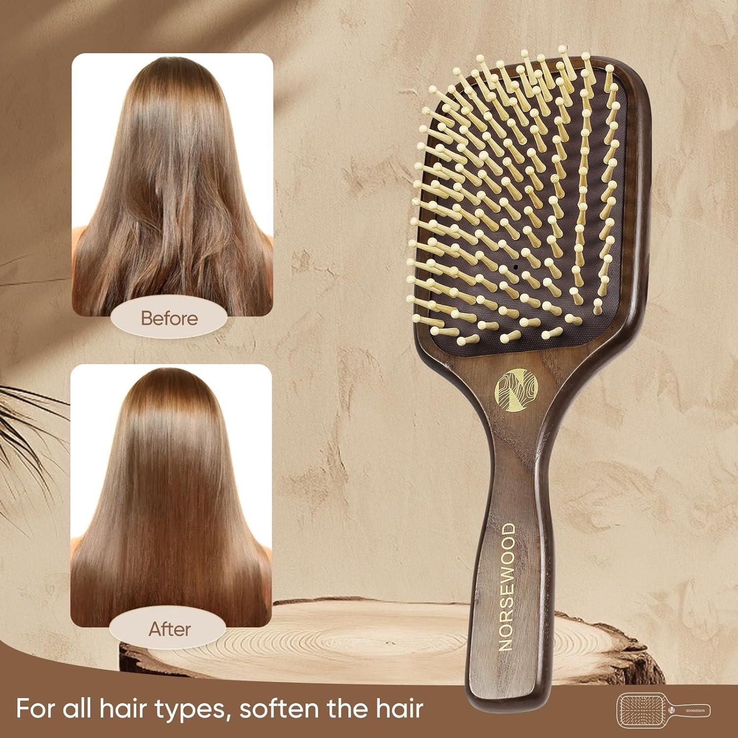 Cepillo de Pelo de Madera Natural JIXIU para Masaje Cuero Cabelludo