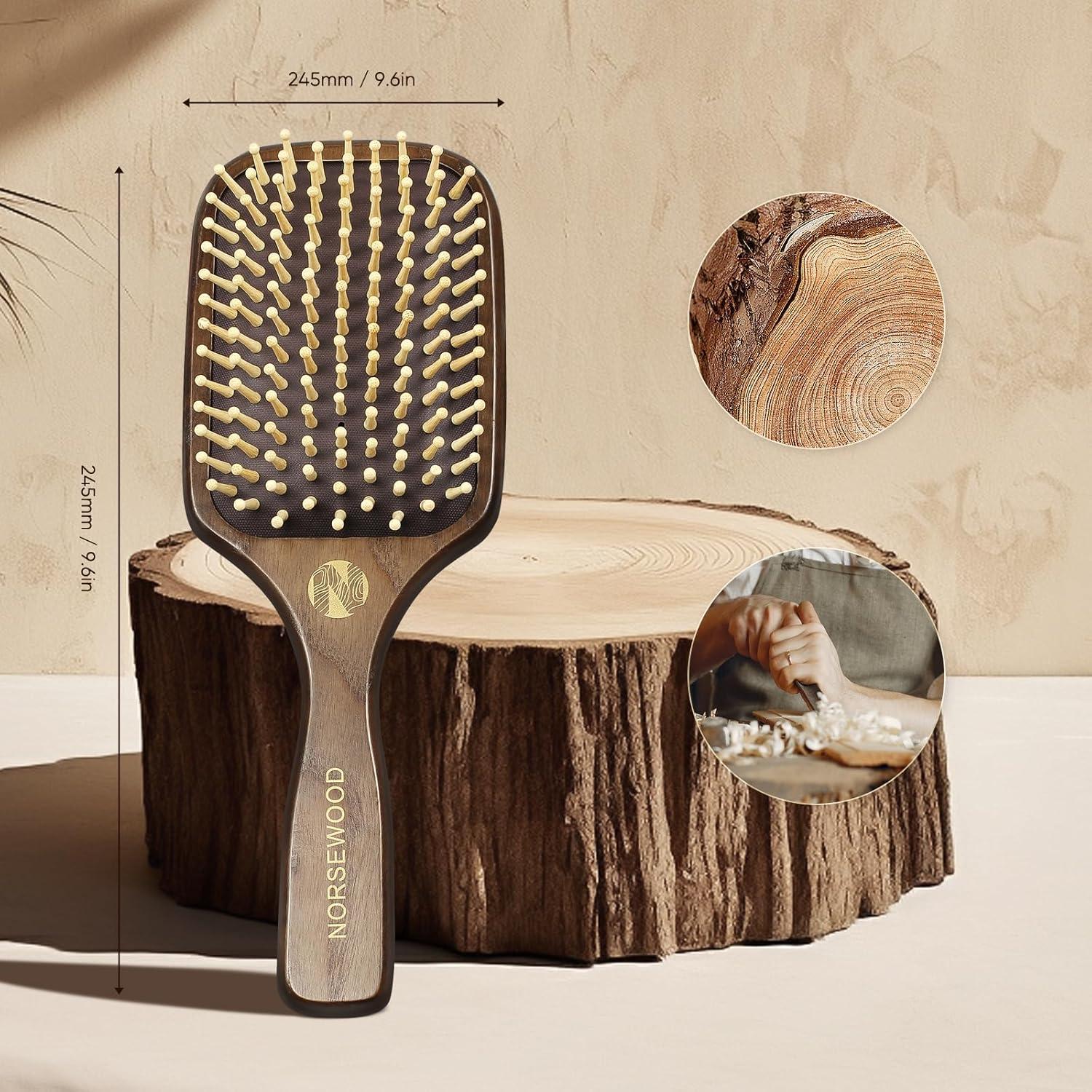 Cepillo de Pelo de Madera Natural JIXIU para Masaje Cuero Cabelludo