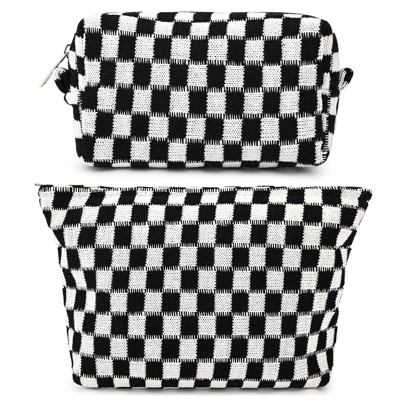 Bolsa de Maquillaje Grande SOIDRAM Negra Cuadrícula 27.9x15.2cm