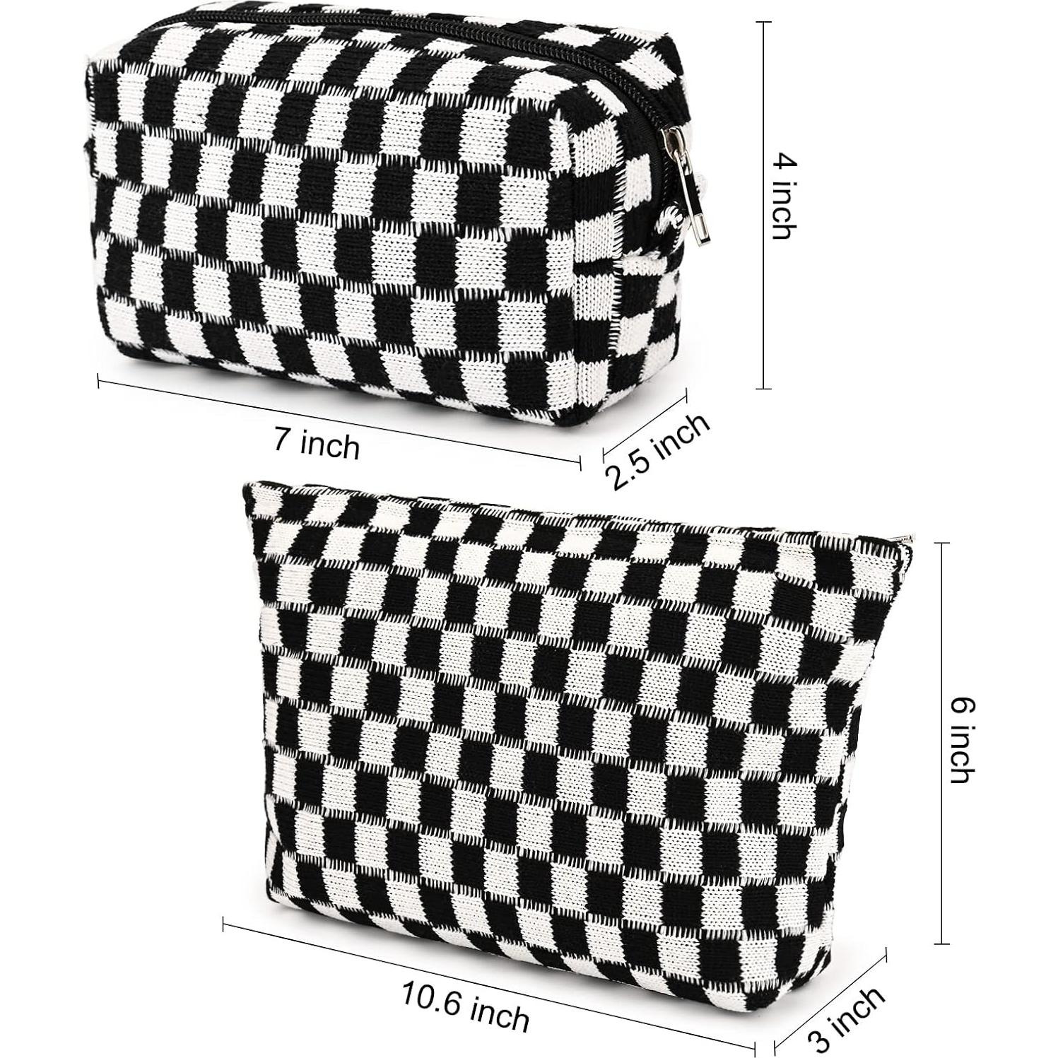 Bolsa de Maquillaje Grande SOIDRAM Negra Cuadrícula 27.9x15.2cm