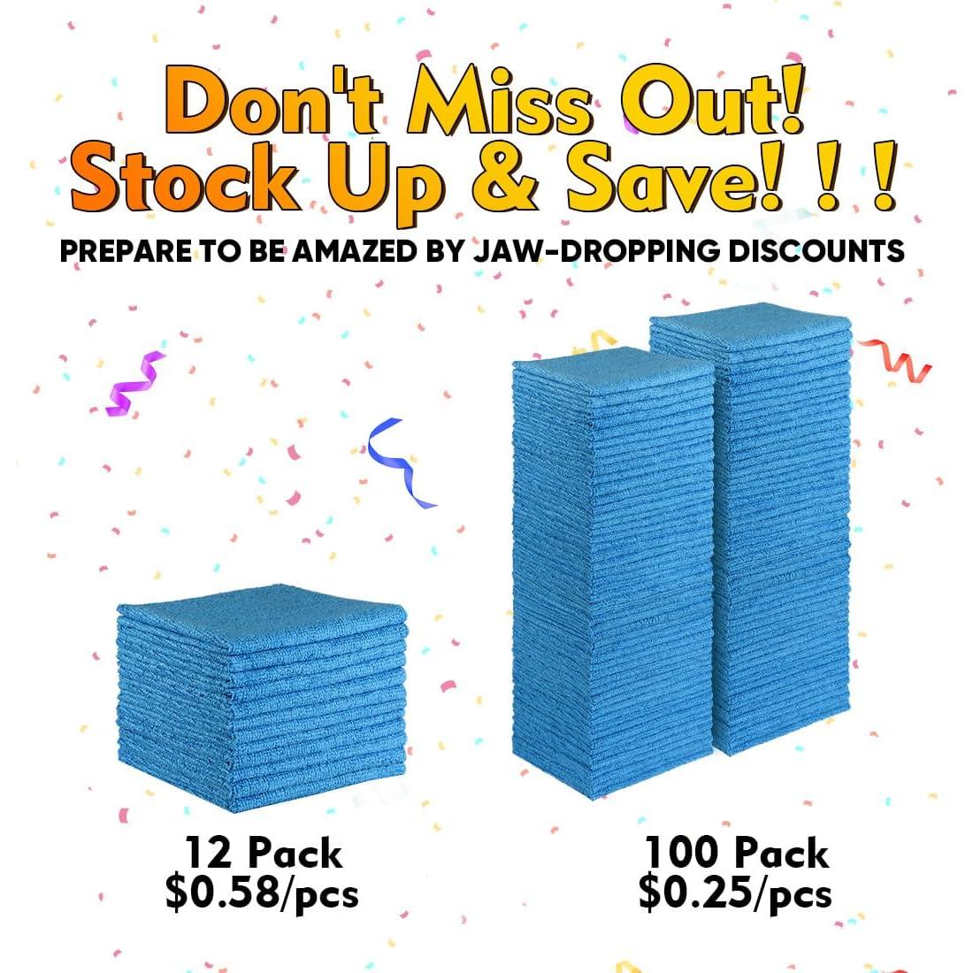 Toallas de Microfibra HOMEXCEL 100 Unidades 29.2x29.2cm Azul