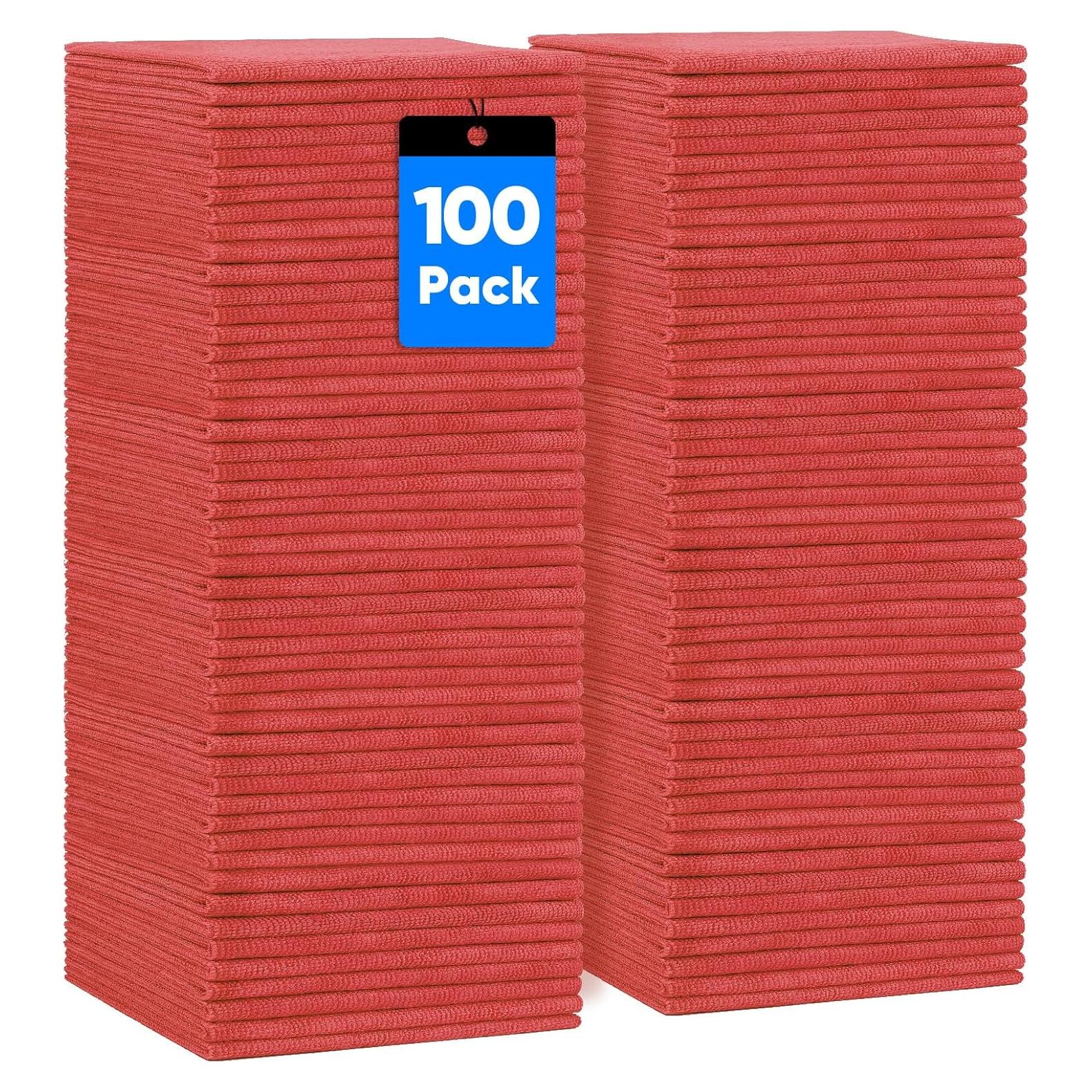 Toallas de Microfibra HOMEXCEL Rojas 100 Unidades 29.2x29.2cm