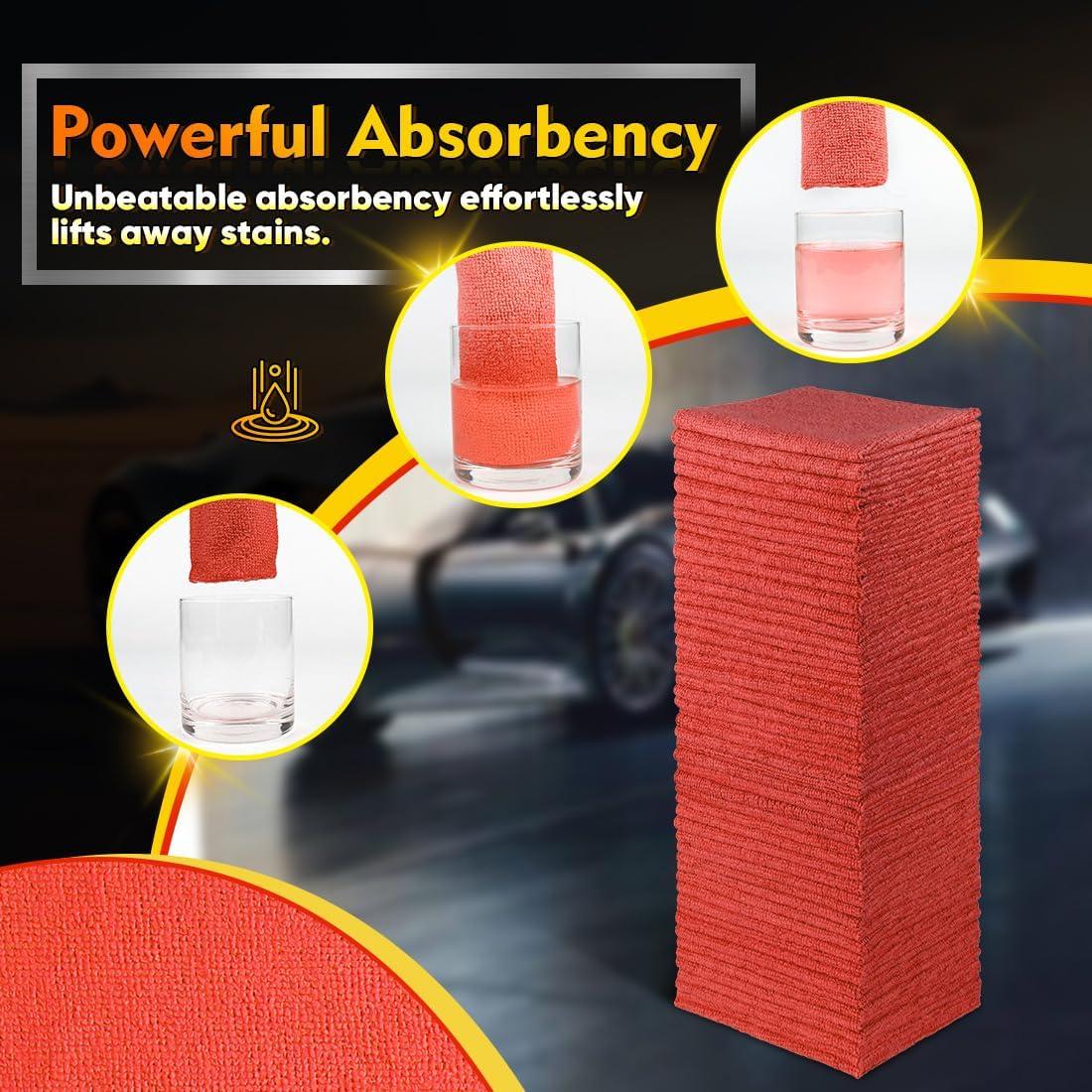 Toallas de Microfibra HOMEXCEL Rojas 100 Unidades 29.2x29.2cm