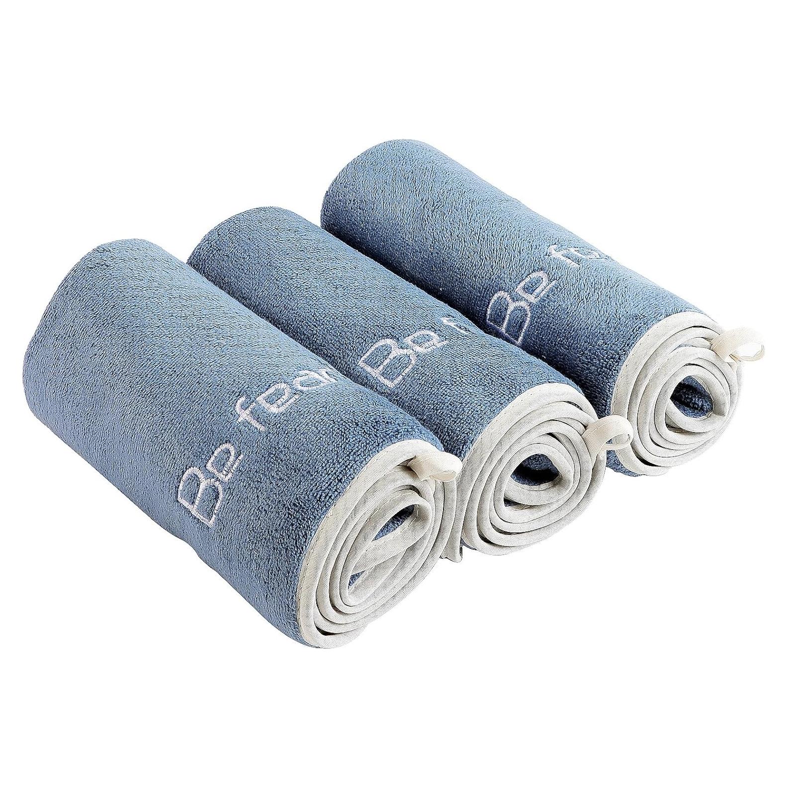 Juego de 3 Toallas de Microfibra Xoofewal Azul 35x74 cm