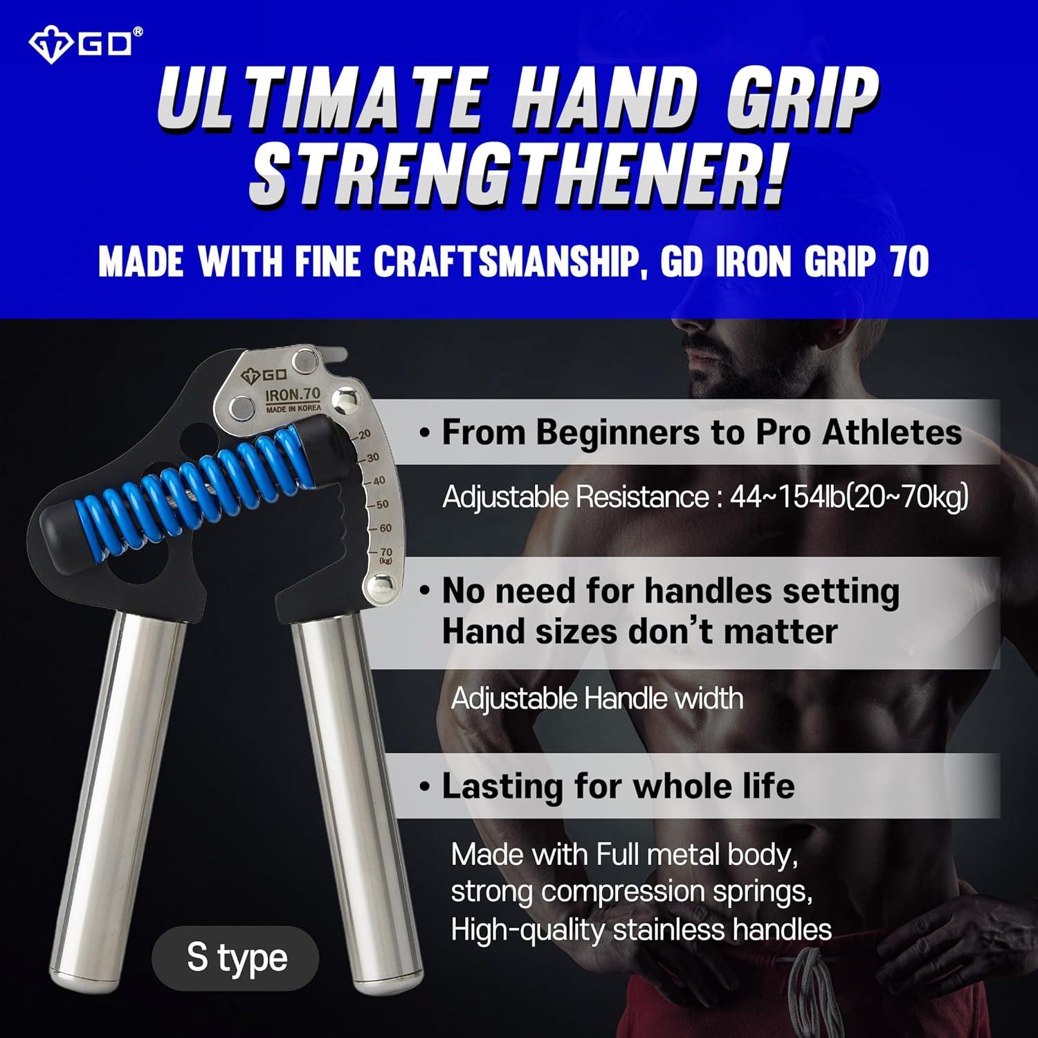 Fortalecedor de Fuerza de Mano GD Iron Grip Ajustable 20-70 kg