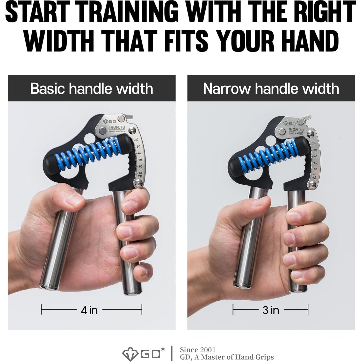 Fortalecedor de Fuerza de Mano GD Iron Grip Ajustable 20-70 kg