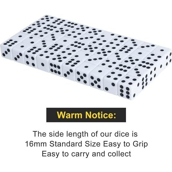 Paquete de 50 Dados Blancos 16mm - Dados Estándar para Juegos