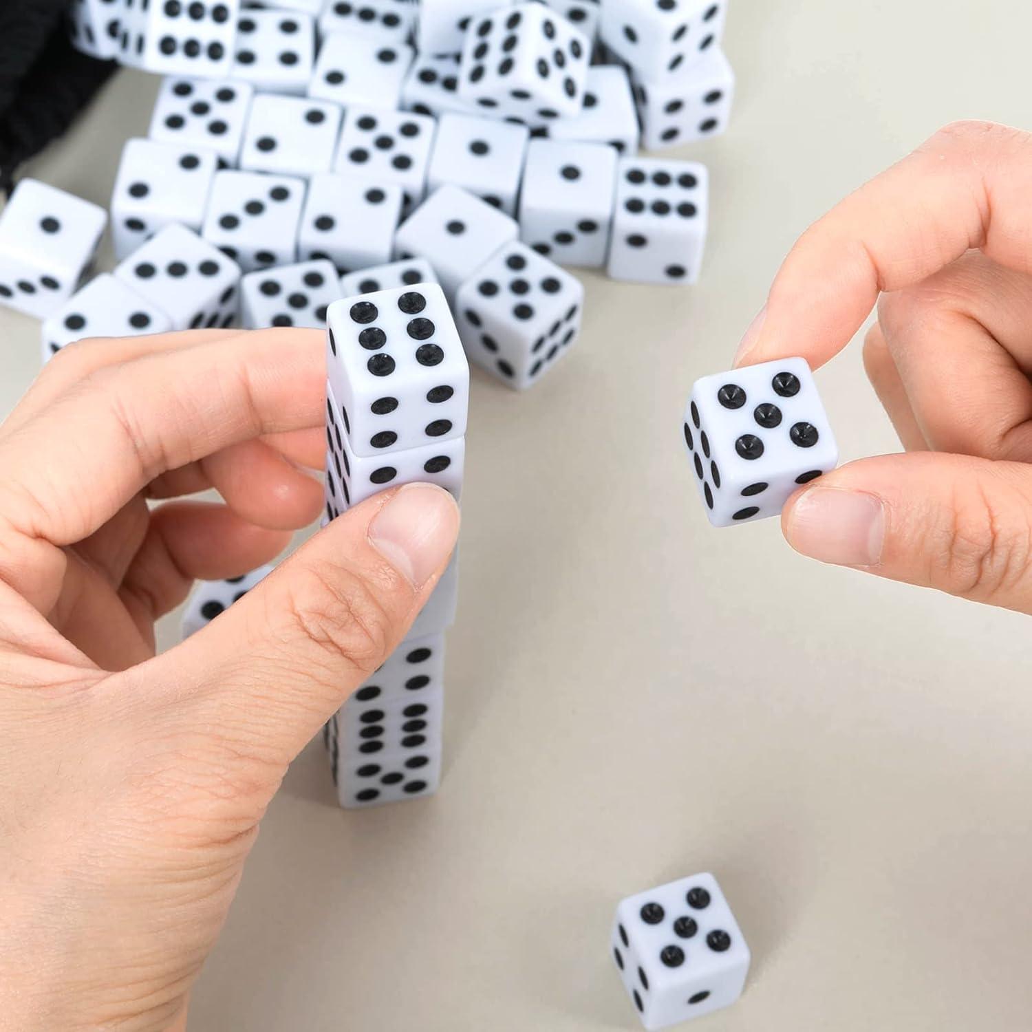 Paquete de 50 Dados Blancos 16mm - Dados Estándar para Juegos