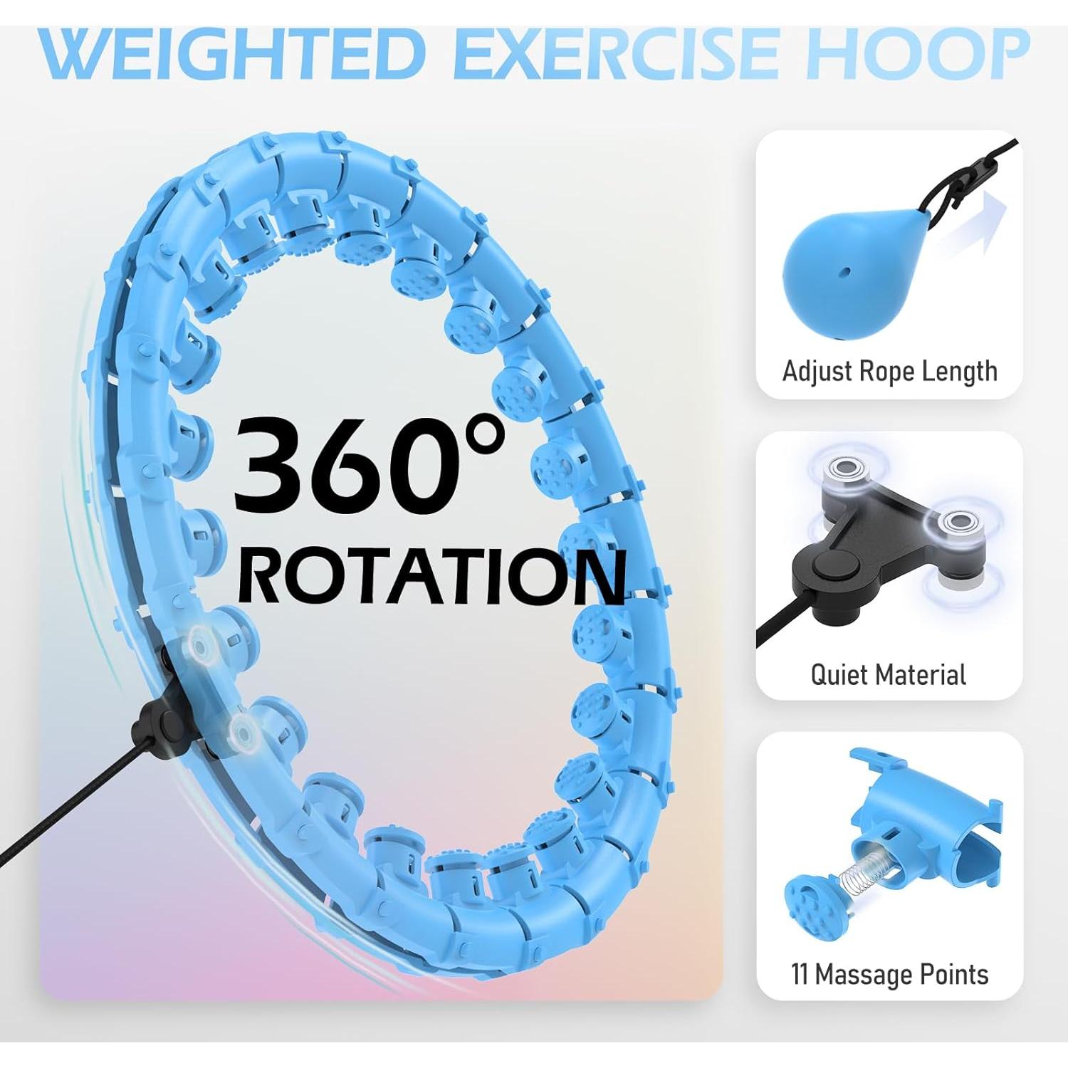 Aro de Hula Ponderado JLoibao D3 51" con Entrenador de Cintura