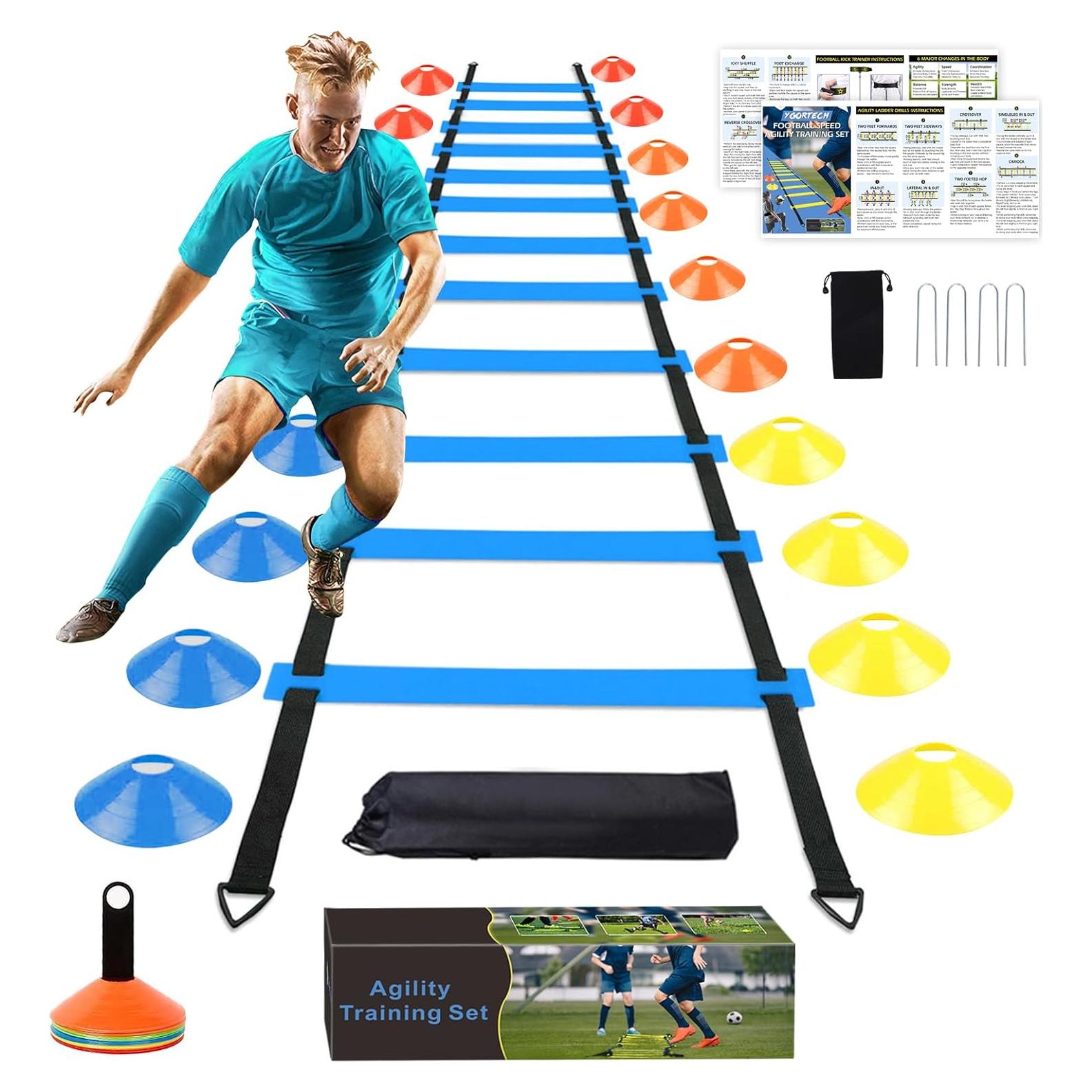 Conjunto de Entrenamiento de Velocidad YGORTECH - Escalera 6M + 16 Conos