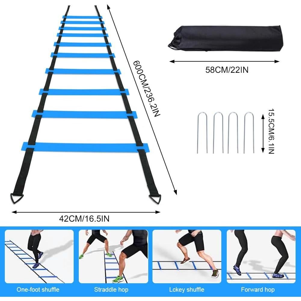 Conjunto de Entrenamiento de Velocidad YGORTECH - Escalera 6M + 16 Conos