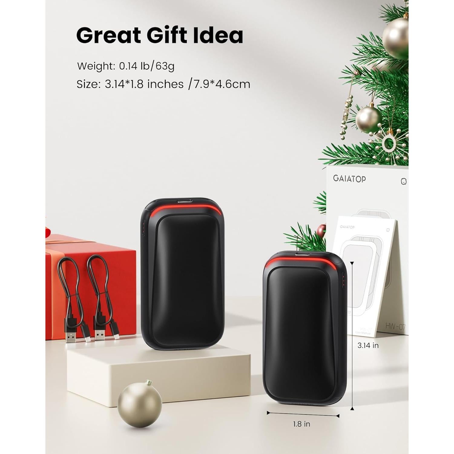 Calentadores de Manos Eléctricos Gaiatop Recargables 2 Paquetes