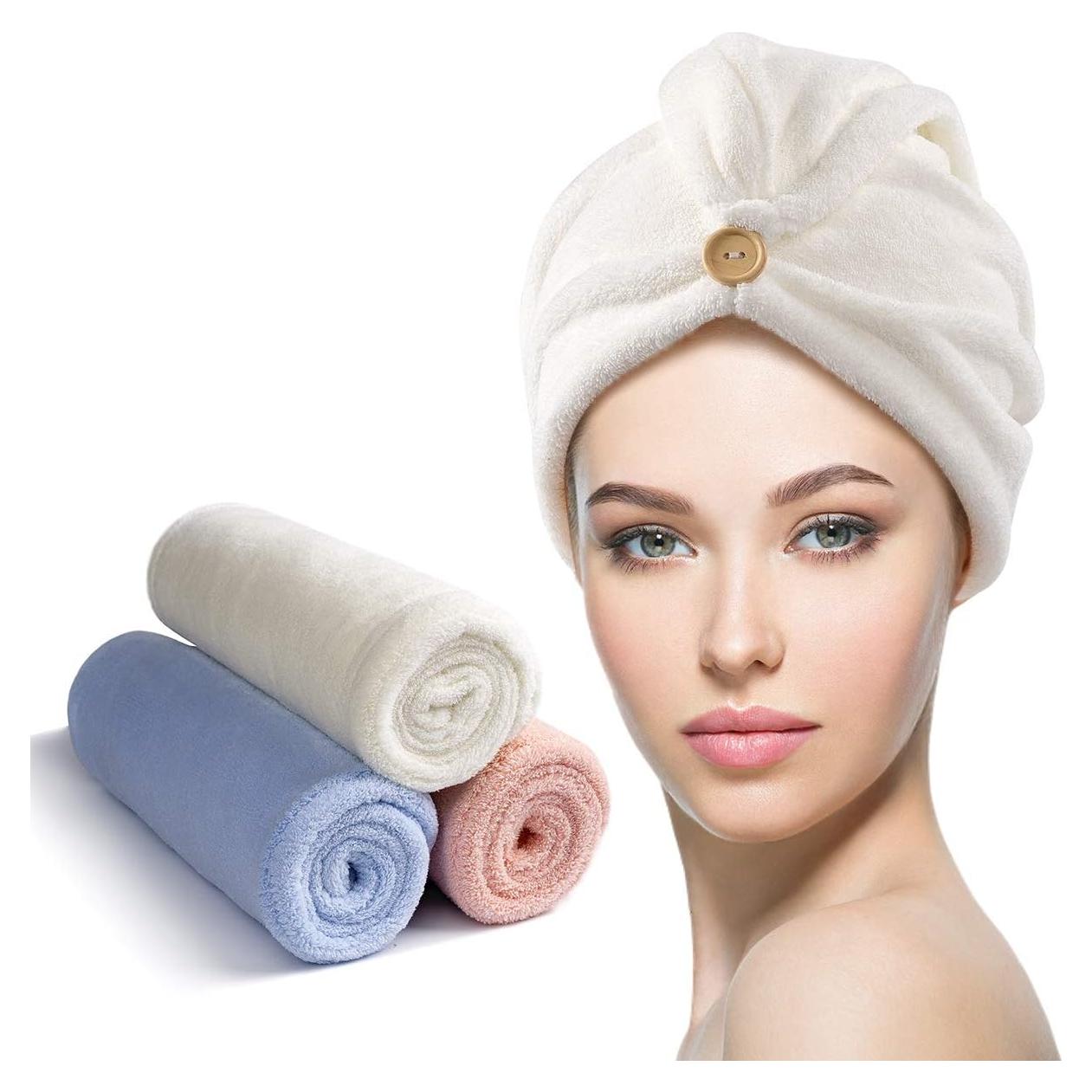 Toalla para el Cabello YFONG Microfibra 3 Piezas Secado Rápido