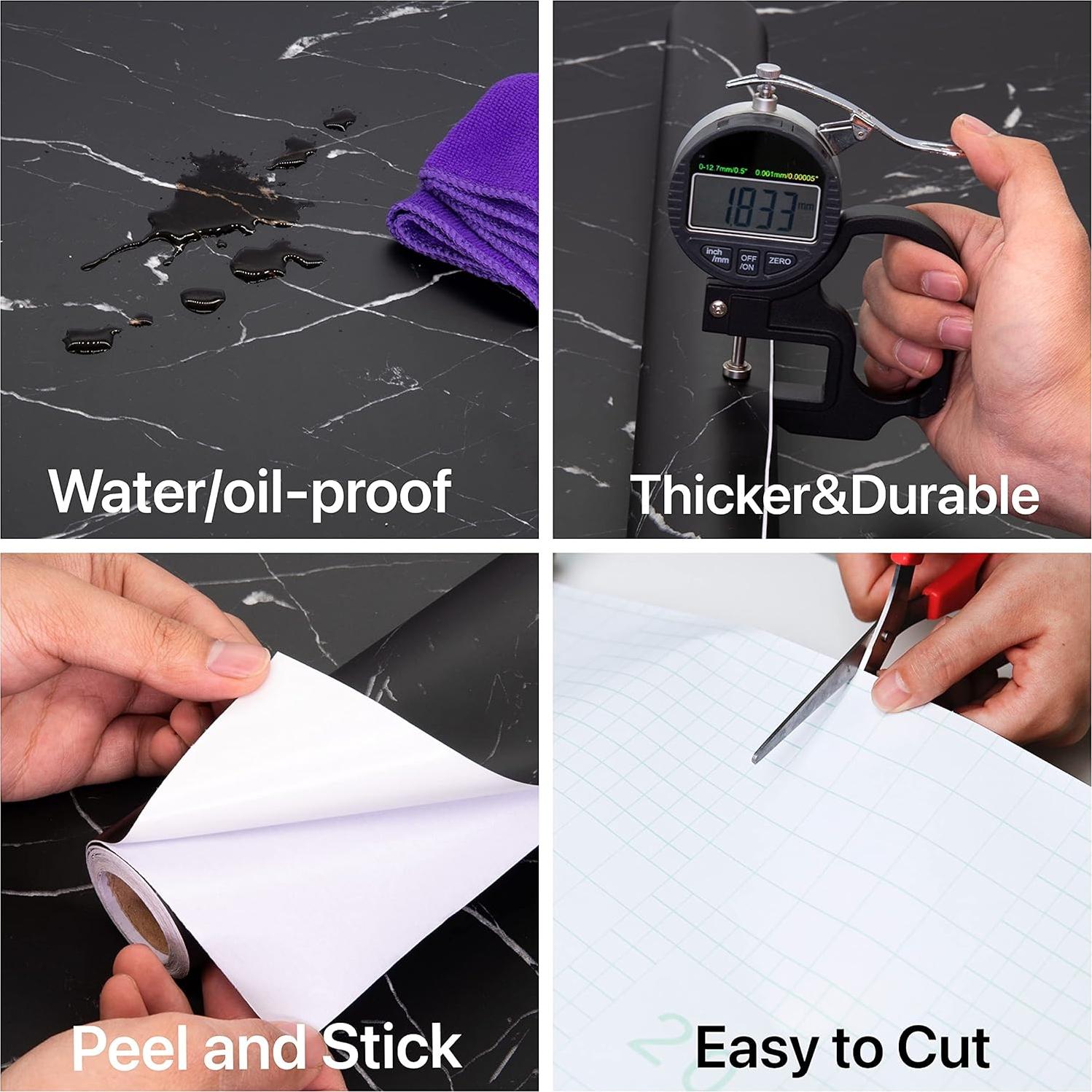 Papel Contacto Autoadhesivo Mármol Negro Mate 30x200 cm