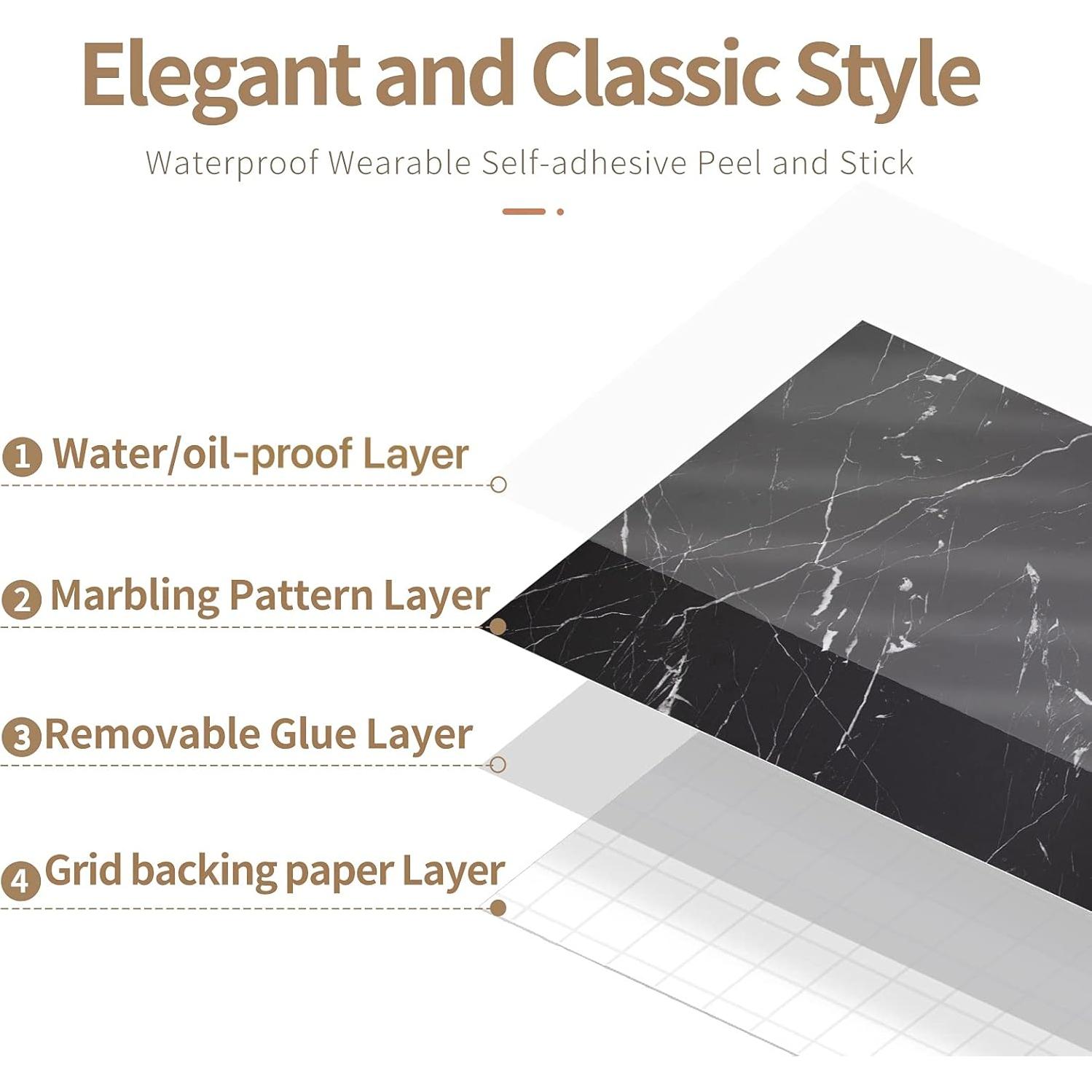 Papel Contacto Autoadhesivo Mármol Negro Mate 30x200 cm