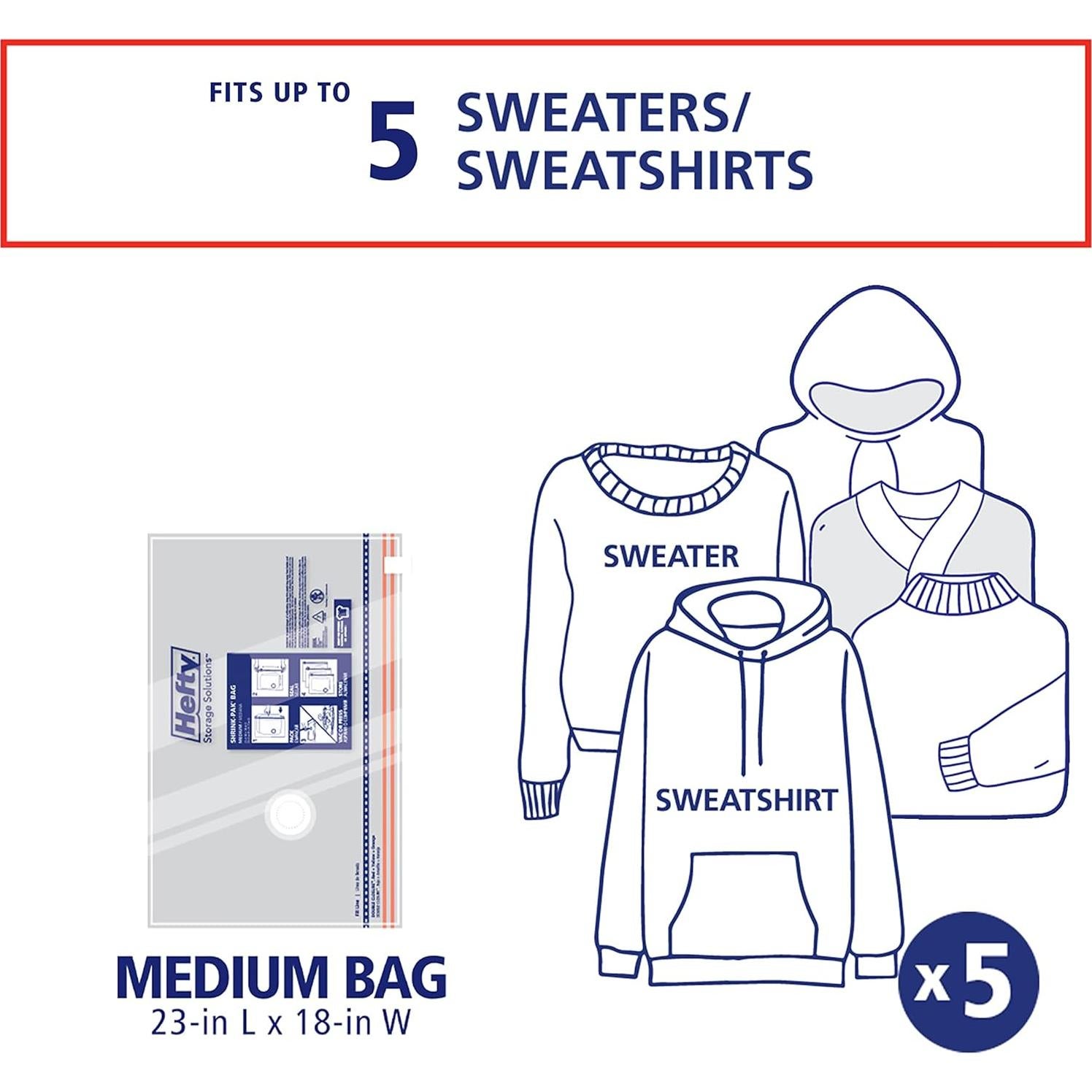 Bolsas de Almacenamiento al Vacío Hefty Shrink-Pak - 6 Medianas