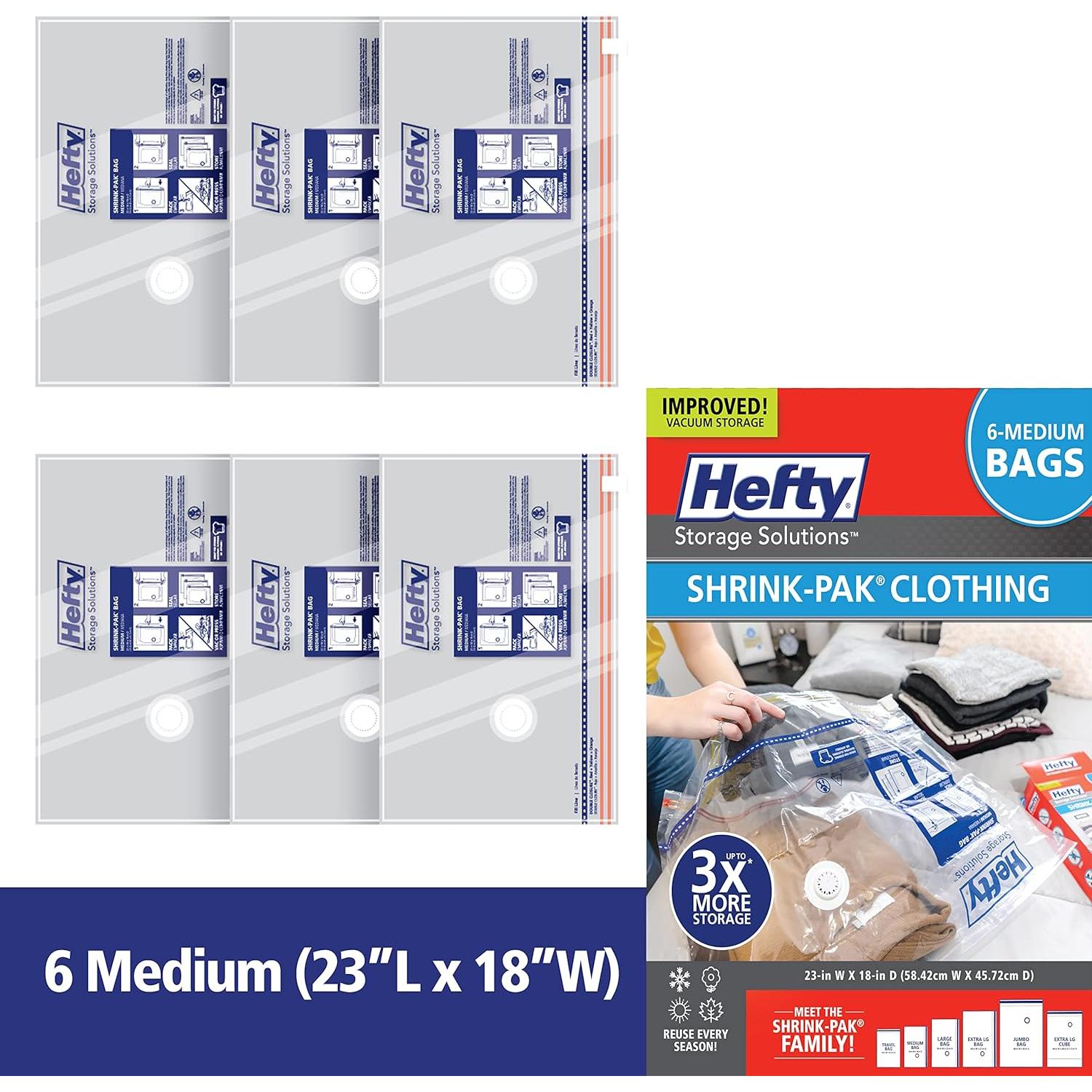 Bolsas de Almacenamiento al Vacío Hefty Shrink-Pak - 6 Medianas