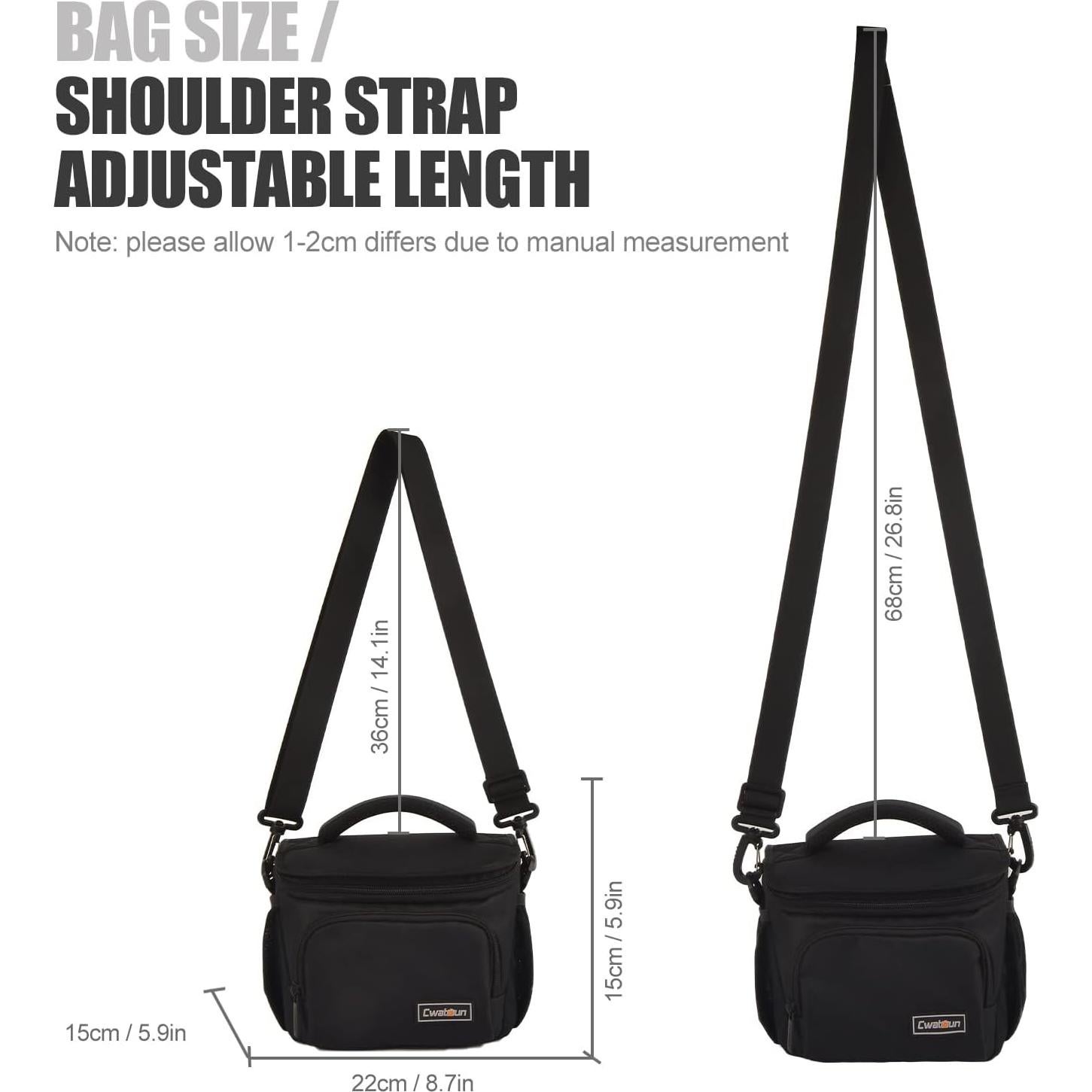 Bolsa de cámara cruzada Cwatcun impermeable para DSLR y SLR