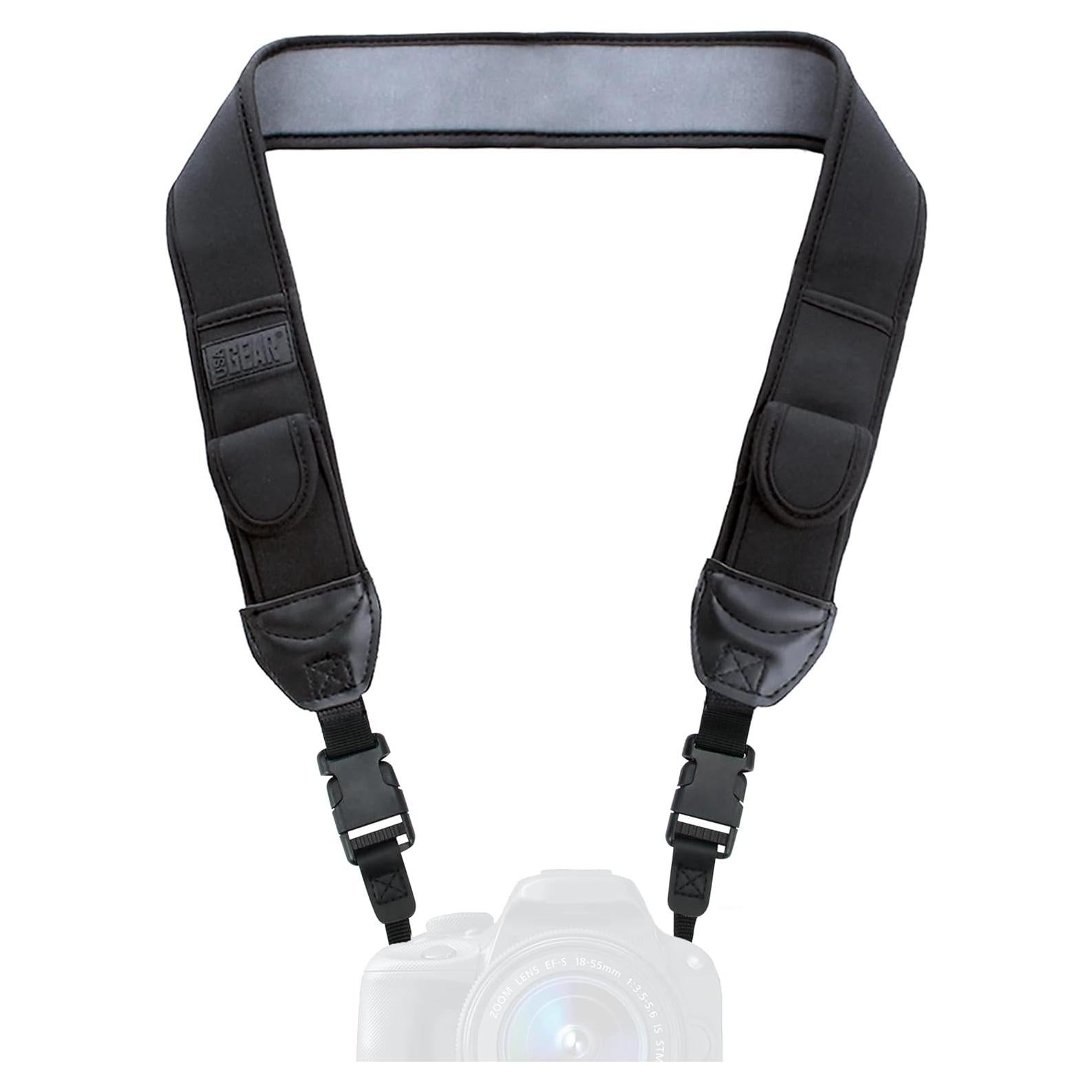 Correa de Cuello Neopreno USA Gear para Cámaras DSLR - Acolchada, Bolsillos y Hebillas Rápidas