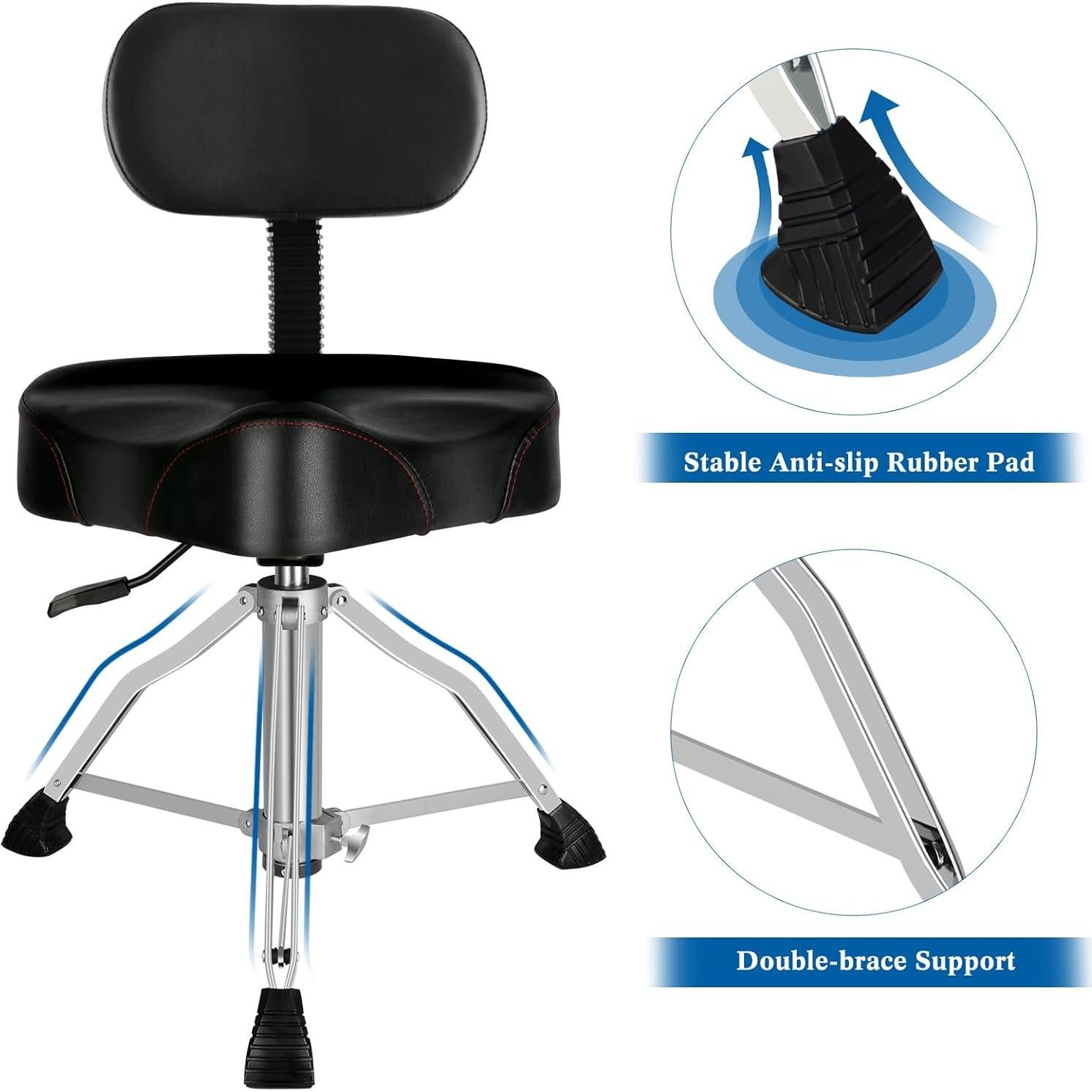 Trono de Batería EASTROCK con Respaldo Ajustable Negro