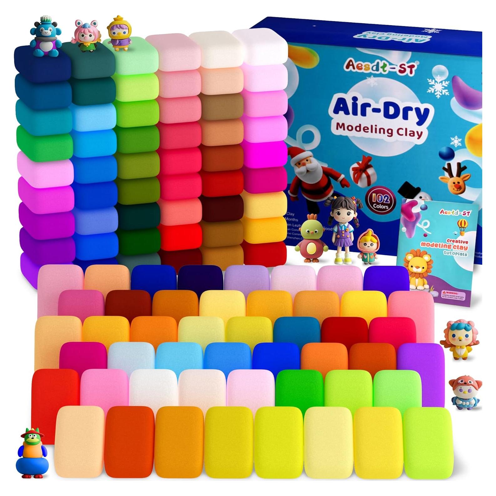 Kit de Arcilla Secada al Aire Aestd-ST 102 Colores para Niños