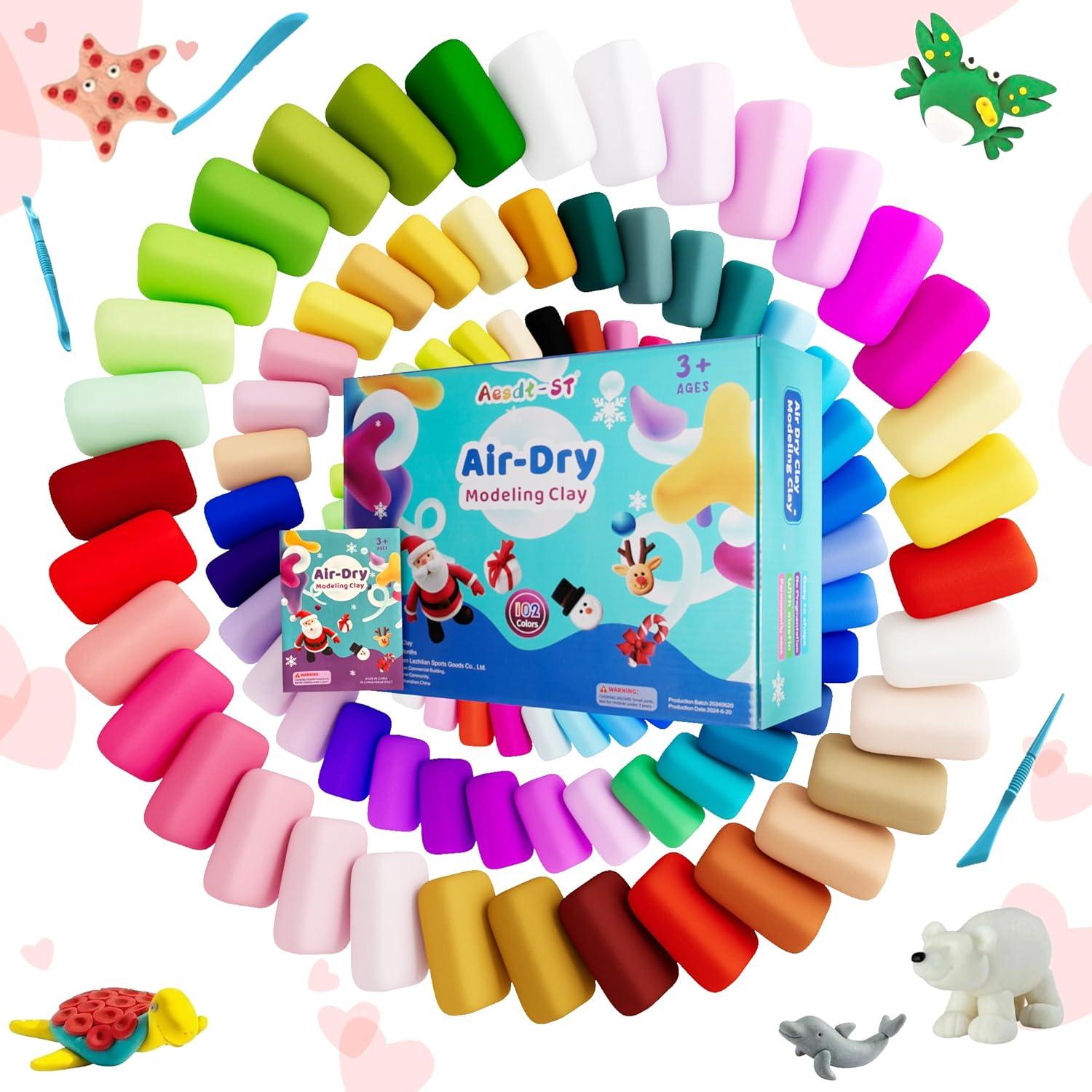 Kit de Arcilla Secada al Aire Aestd-ST 102 Colores para Niños